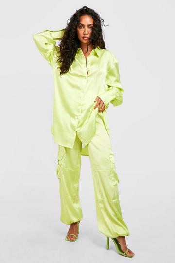 Satin Oversized Shirt lime