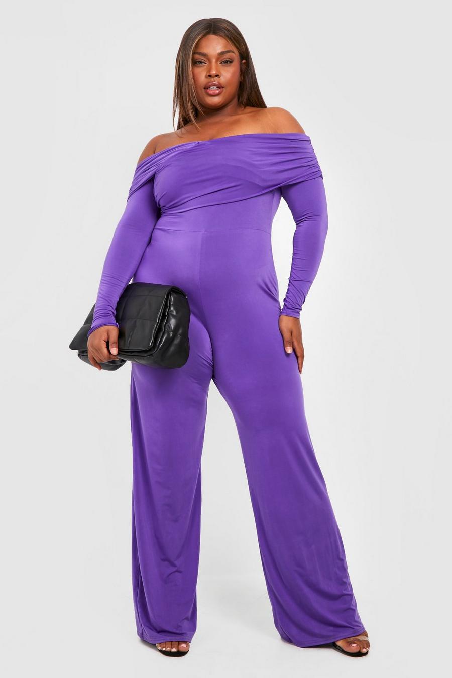 Purple Plus Strakke Off Shoulder Jumpsuit image number 1