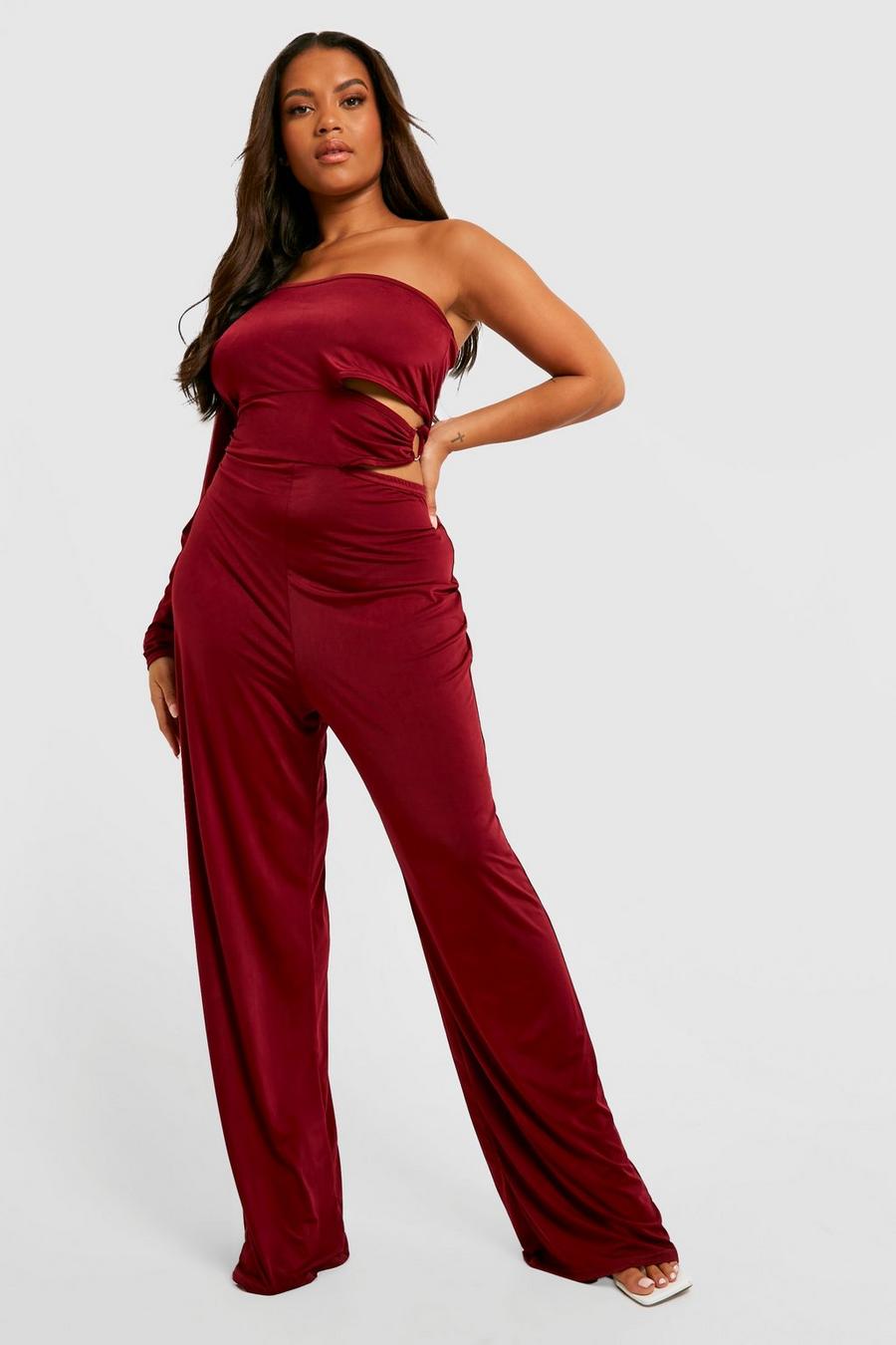 Berry red Plus O Ring Slinky Jumpsuit