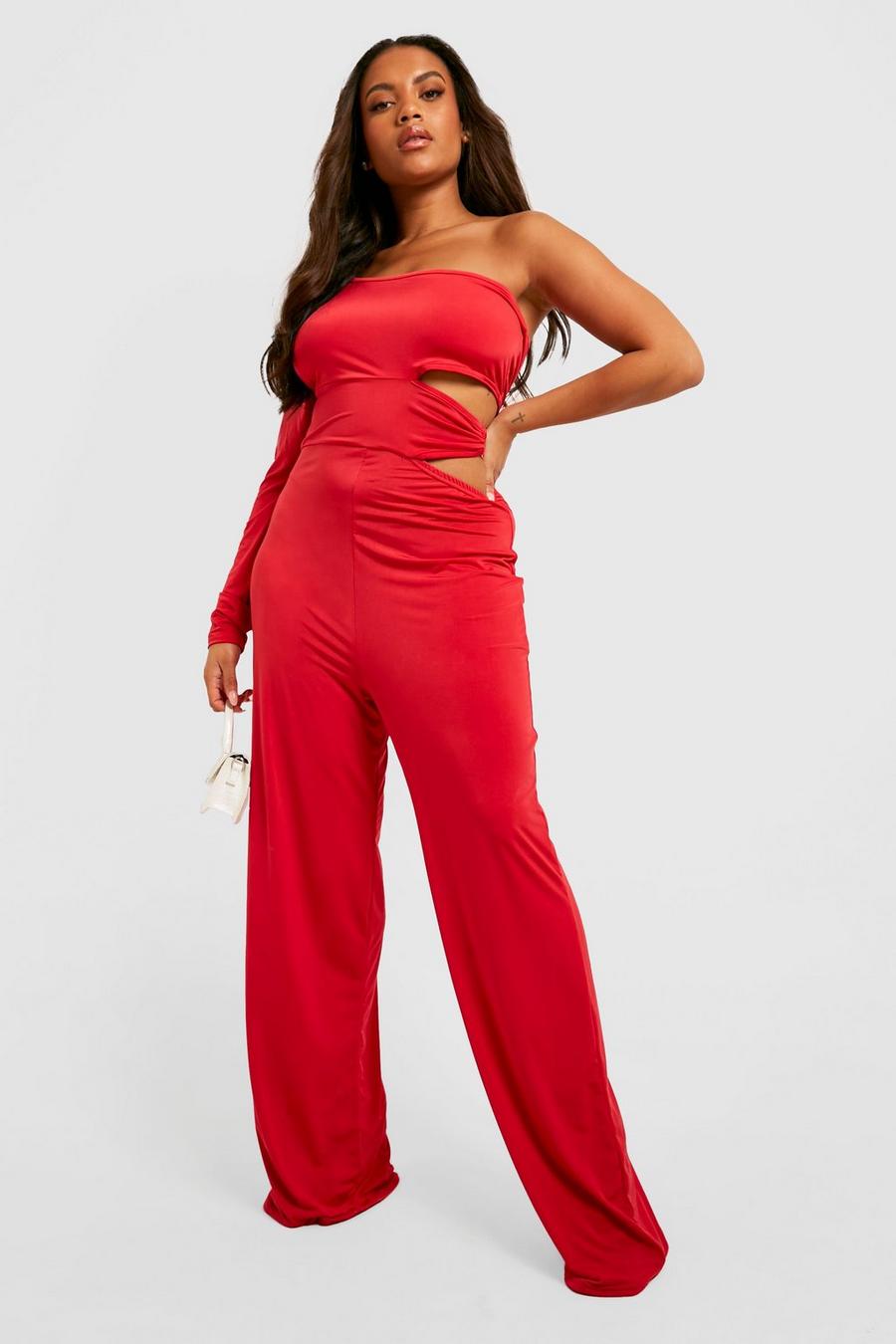 Red Plus O Ring Slinky Jumpsuit image number 1