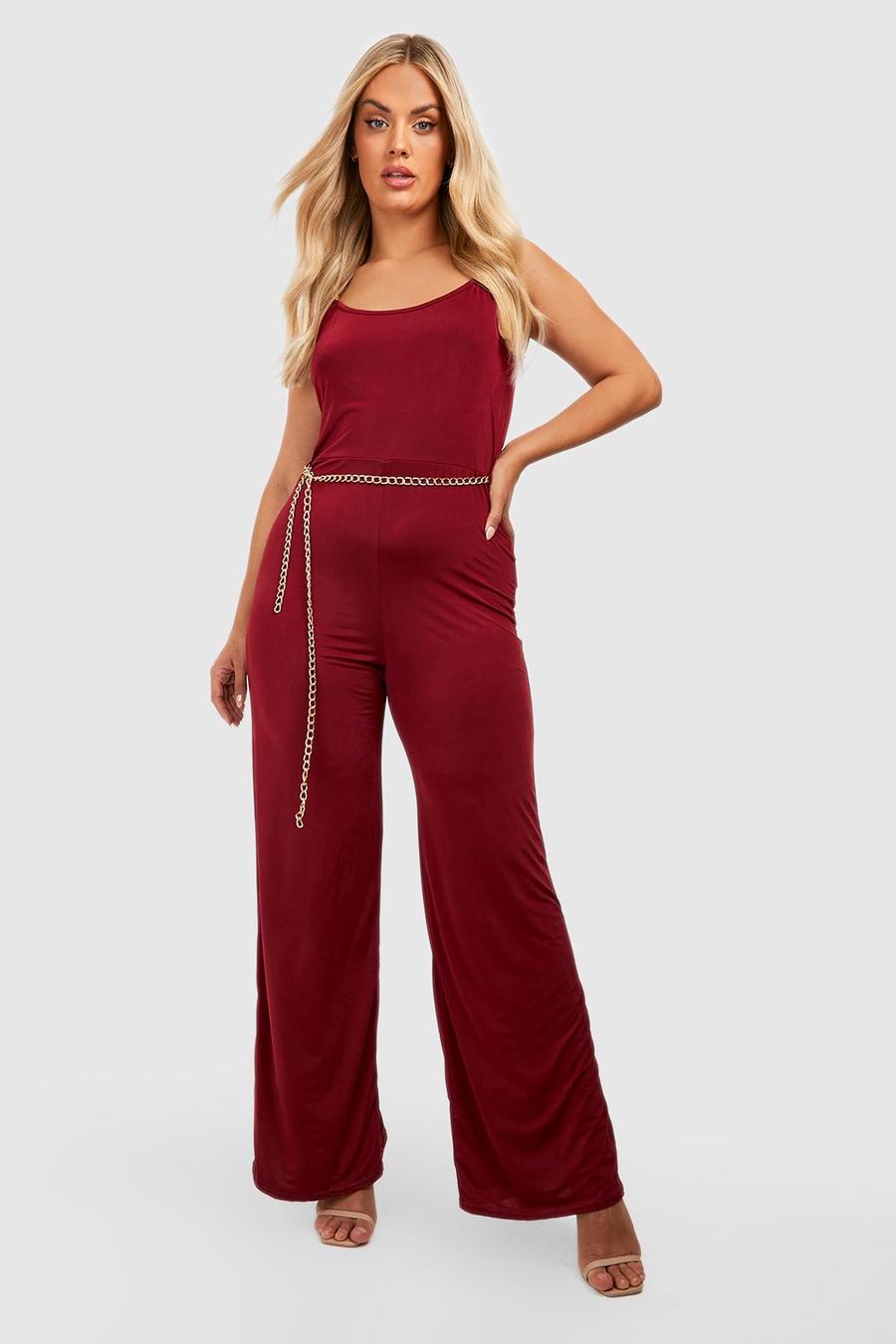 Berry Plus Slinky Chain Belt Jumpsuit image number 1