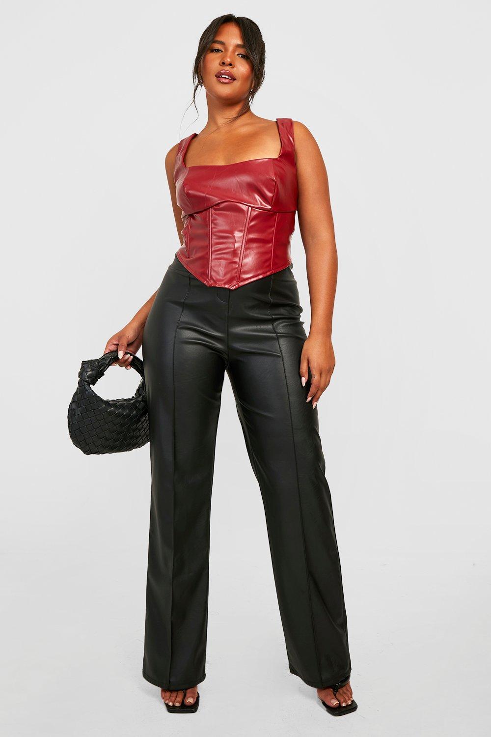 Red Plus Pu Corset Top