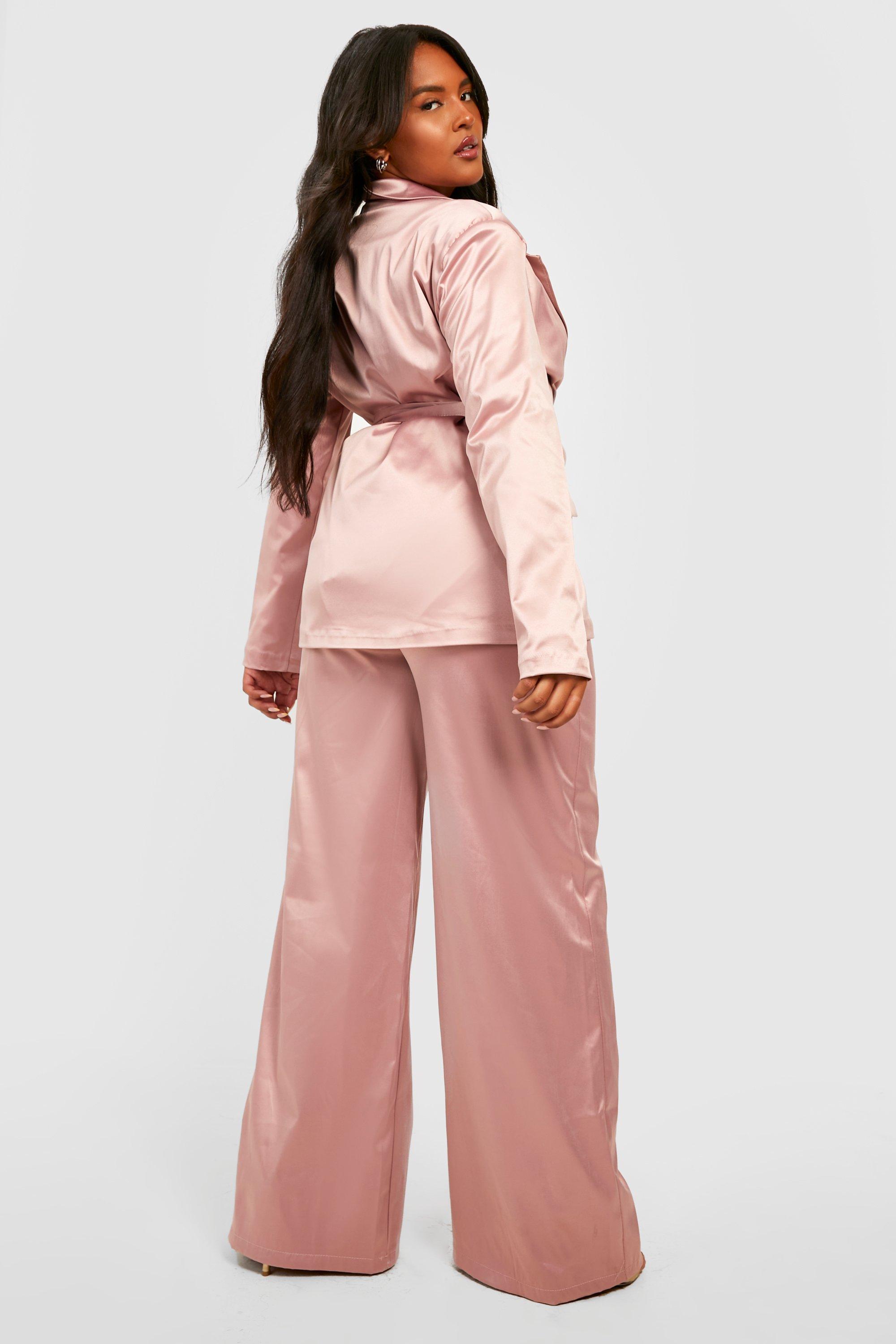 light pink wide leg trousers