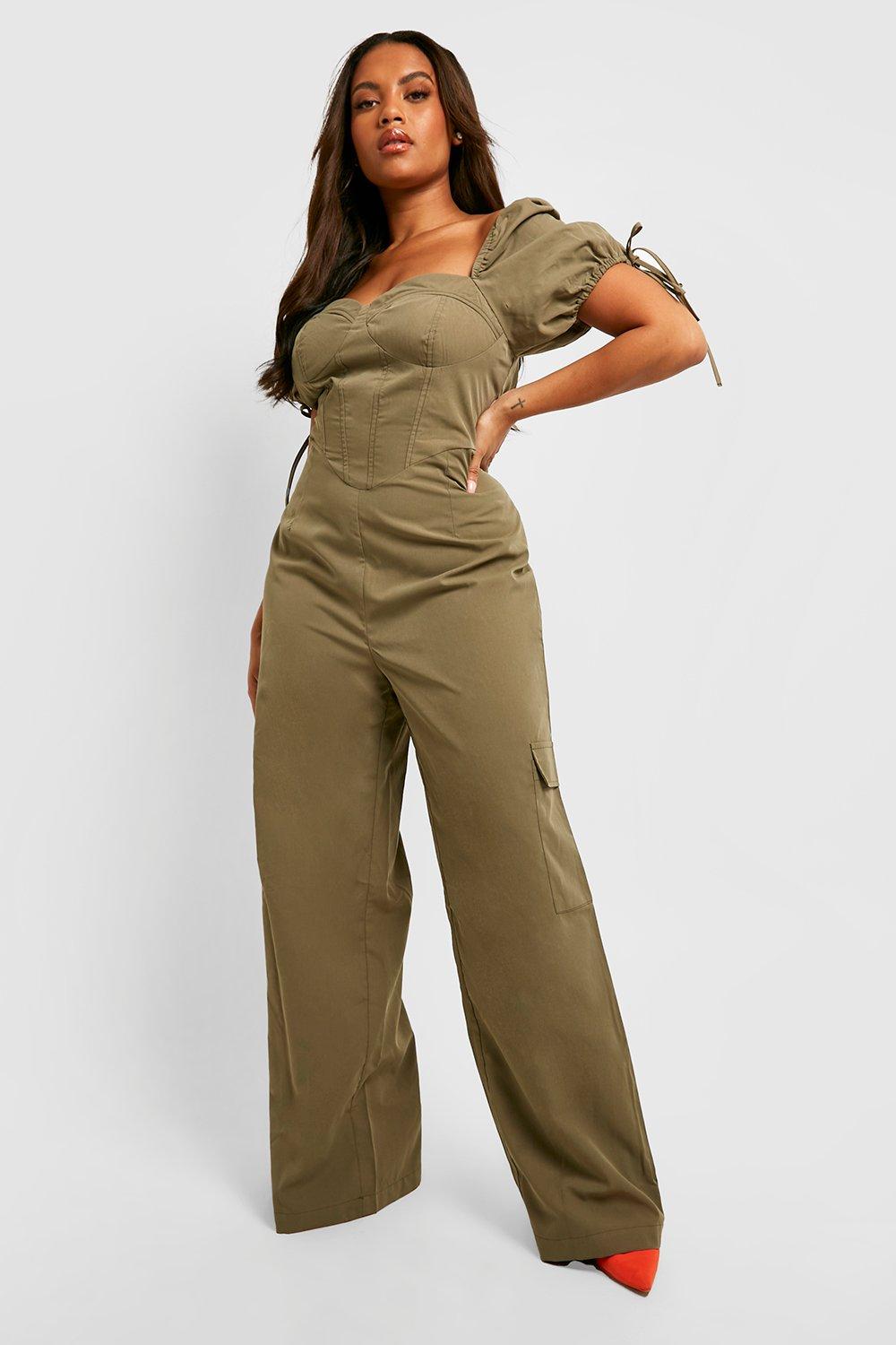 Plus size store cargo jumpsuit