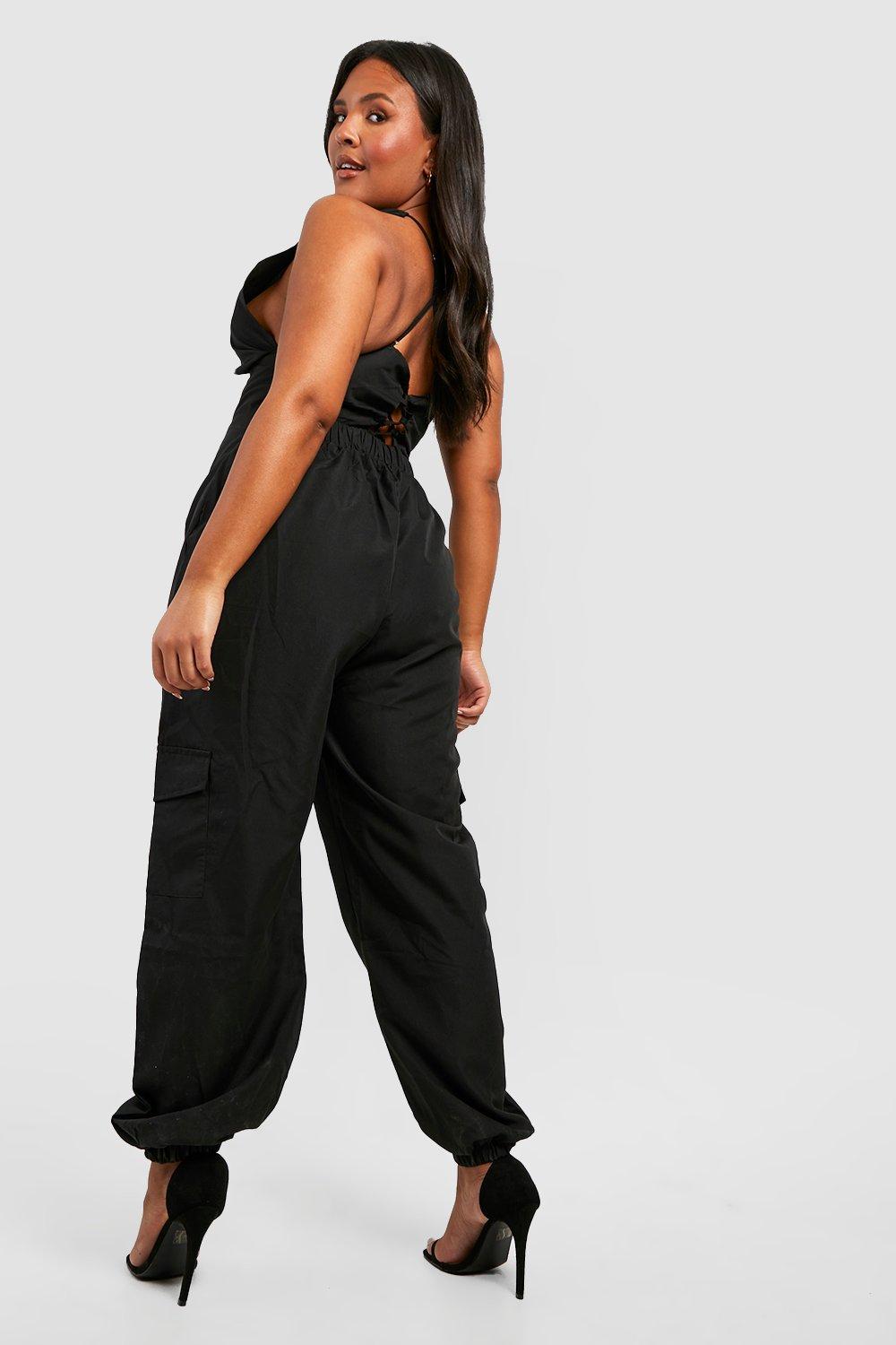 Plus size best sale cargo jumpsuit