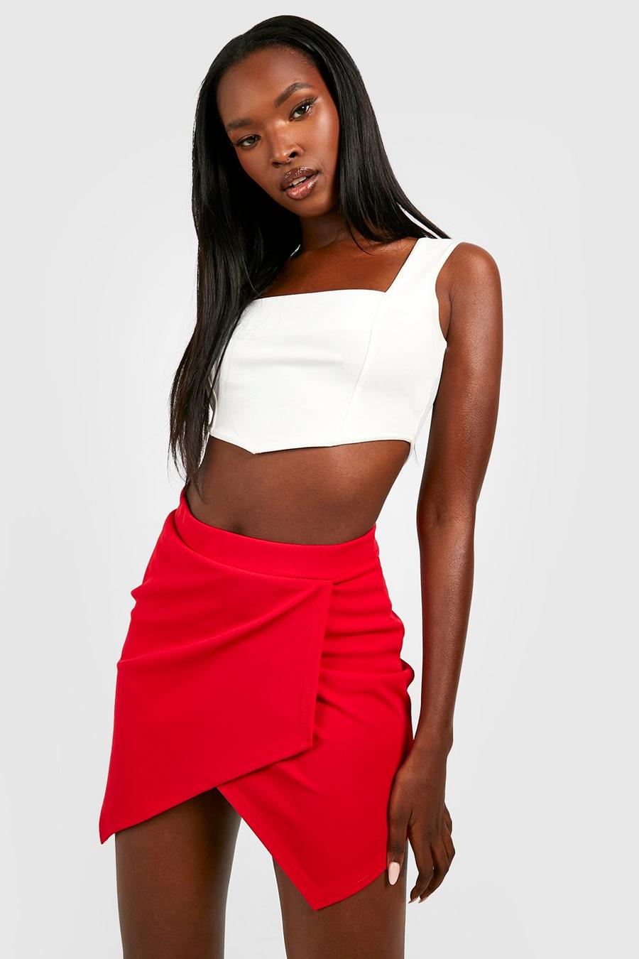 Red Micro Mini Wrap Skirt image number 1