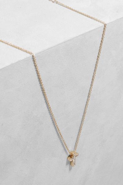 boohoo gold Dianty Crystal Cross Necklace