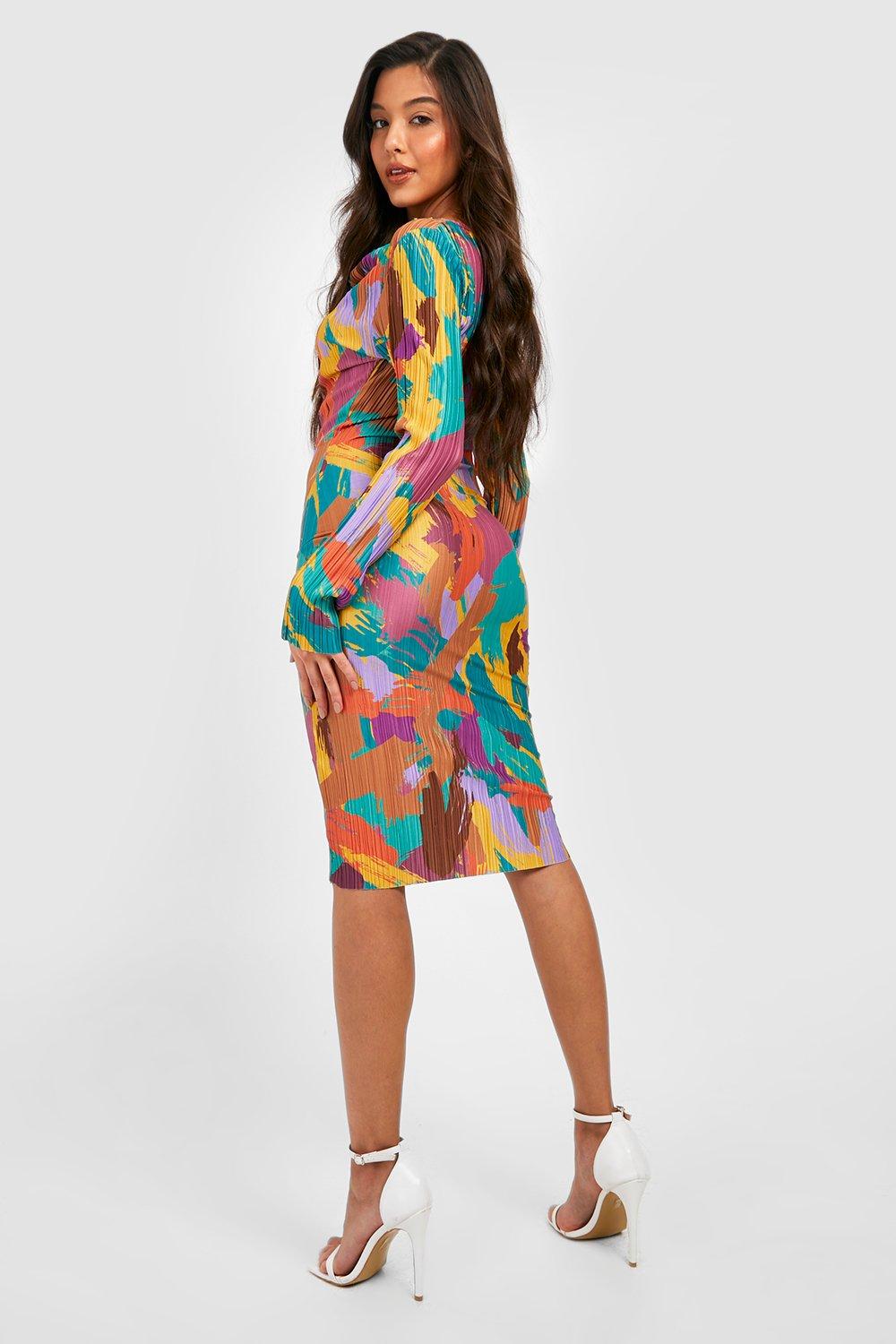 Abstract Satin Detail Slip Dress