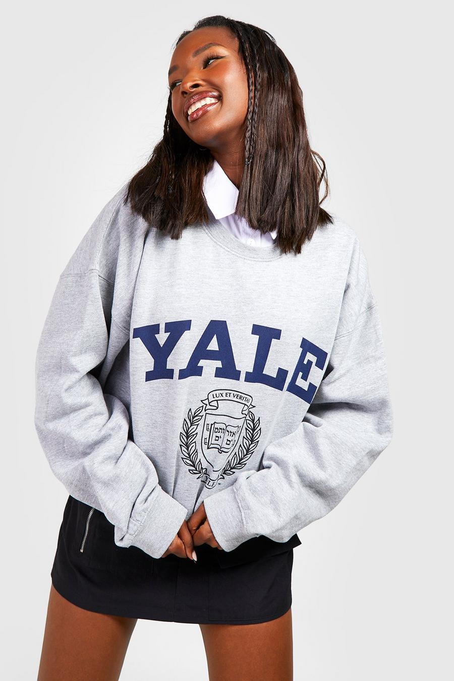 Grey marl Yale University License Oversized Sweater  image number 1