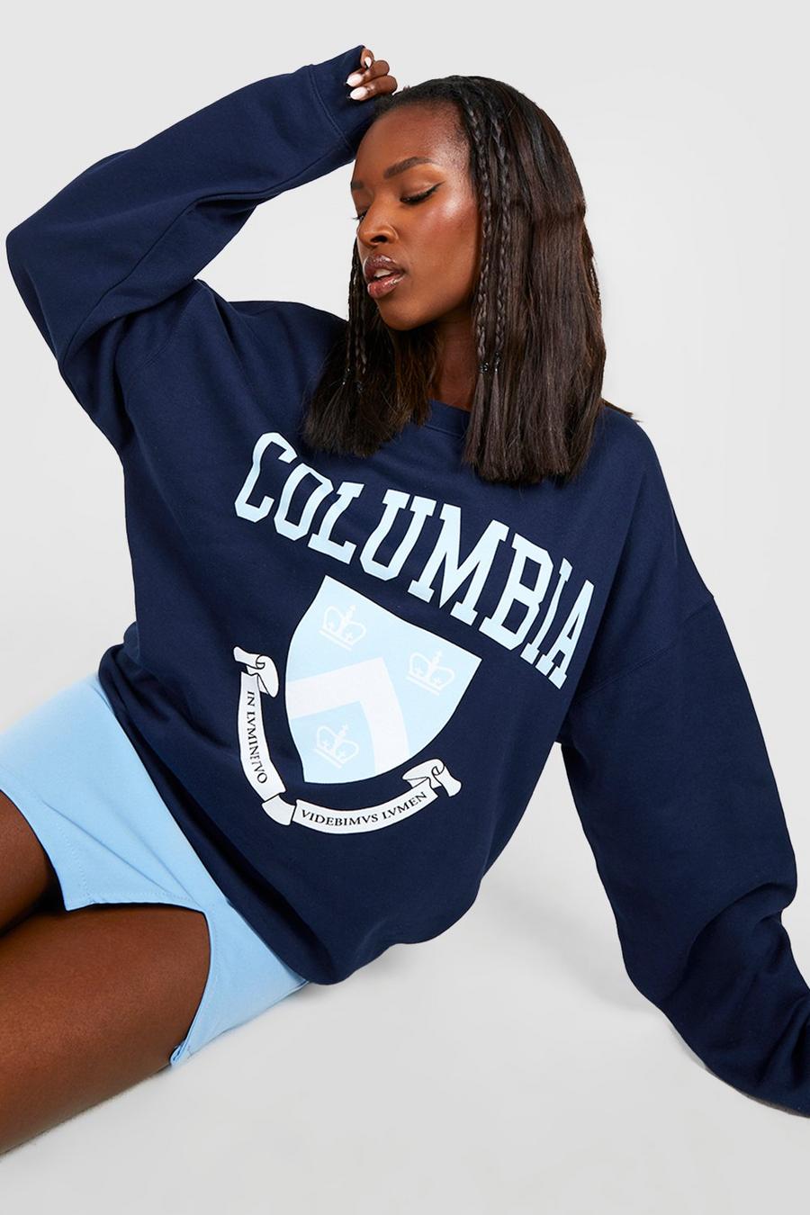Navy Columbia University License Oversized Sweater image number 1
