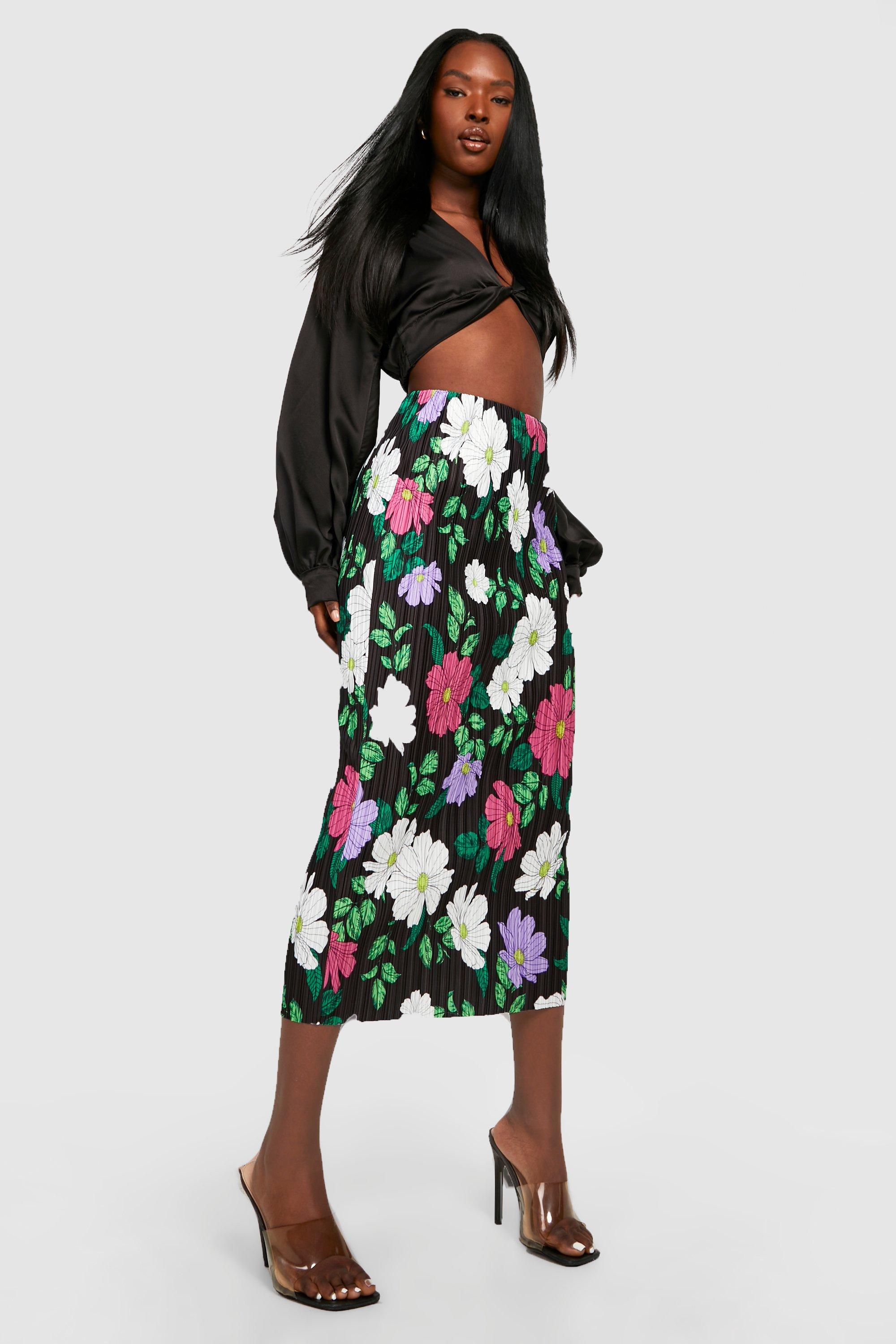 Boohoo floral hotsell midi skirt