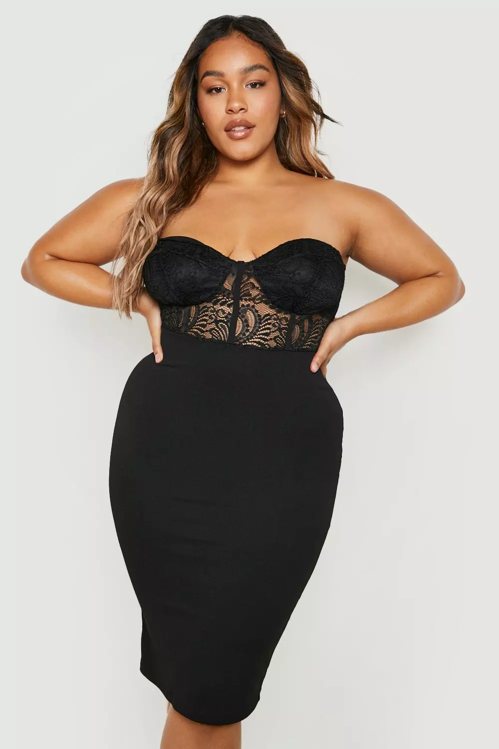 Black lace bandeau outlet dress