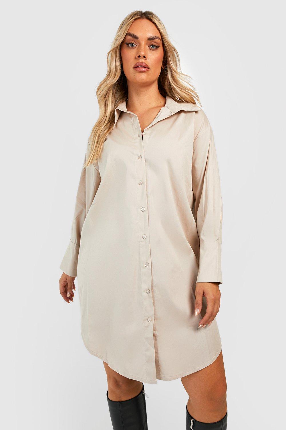 Plus Poplin Oversized Longline Shirt Dress | boohoo Plus Poplin Oversized Longline Shirt Dress | boohoo
