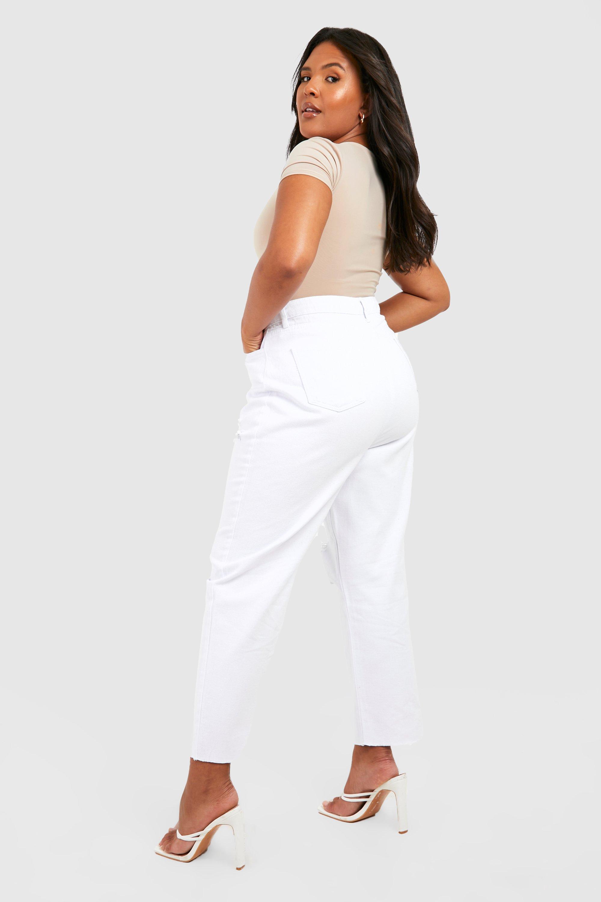 Plus size white cheap ankle pants