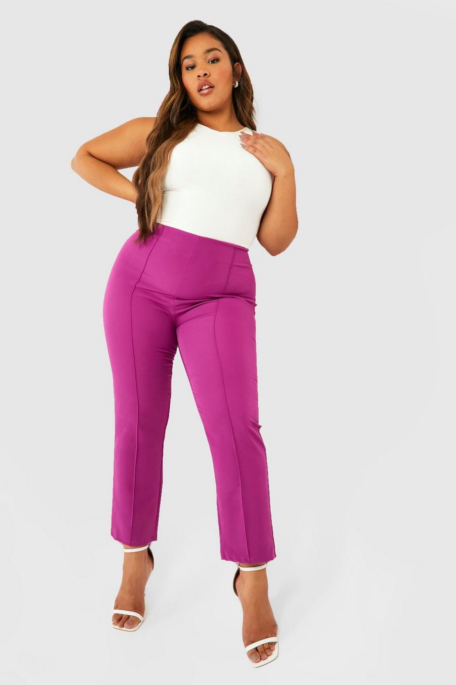 Hot pink Plus Pintuck Ankle Grazer Pants image number 1