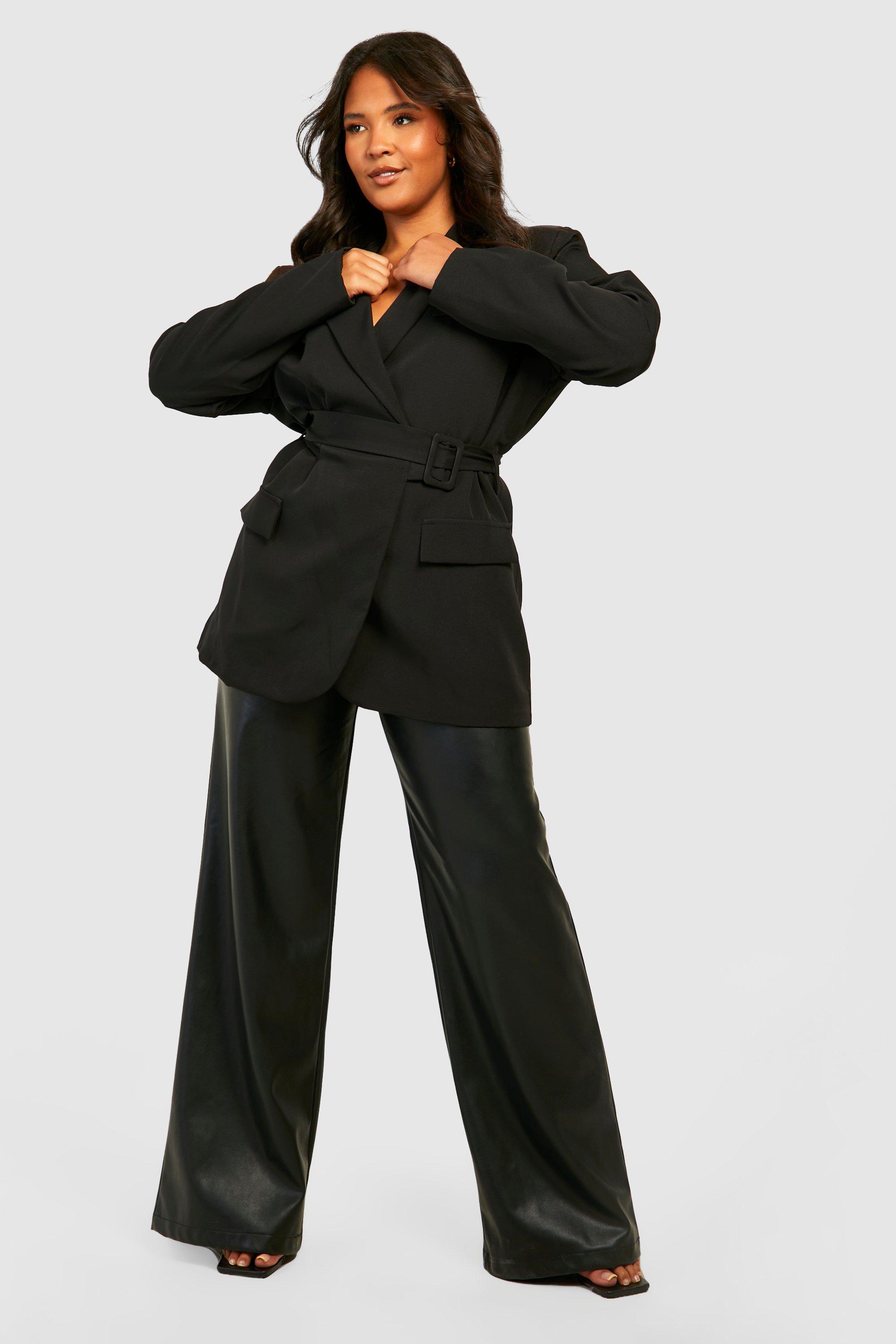 Plus Belted Wrap Blazer