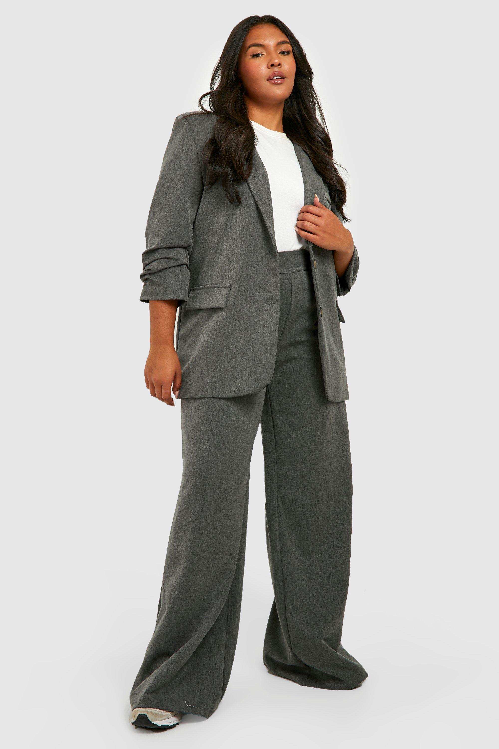 Pantalon de tailleur avec taille haute - Gris chiné - FEMME