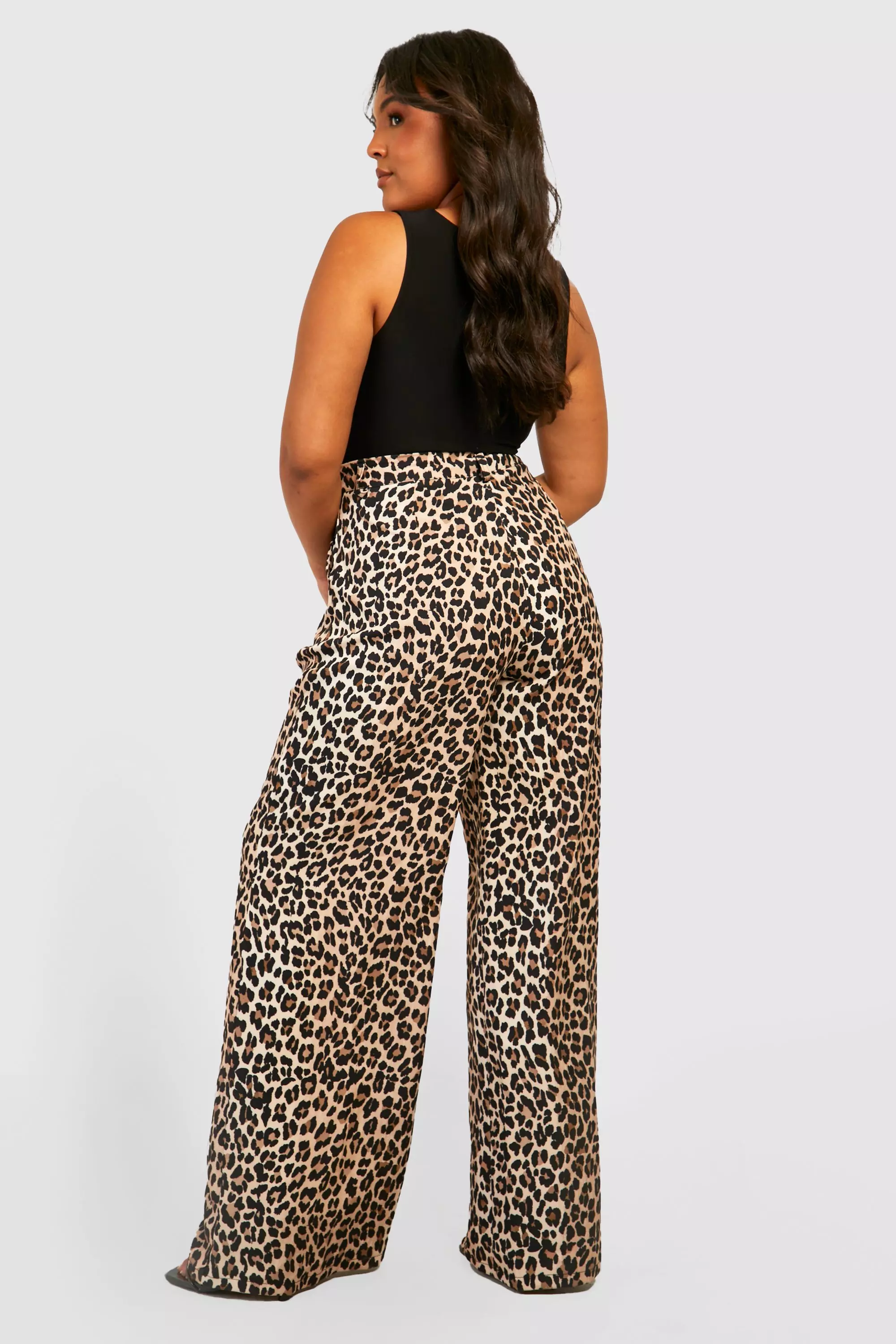 Brown Plus Leopard Print Tailored Trousers  alternative image