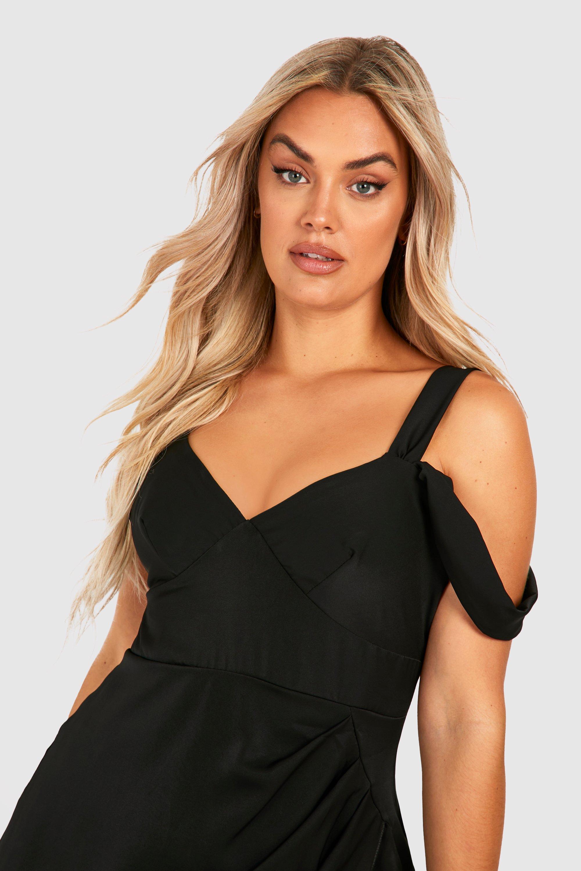 Boohoo black cold hot sale shoulder dress