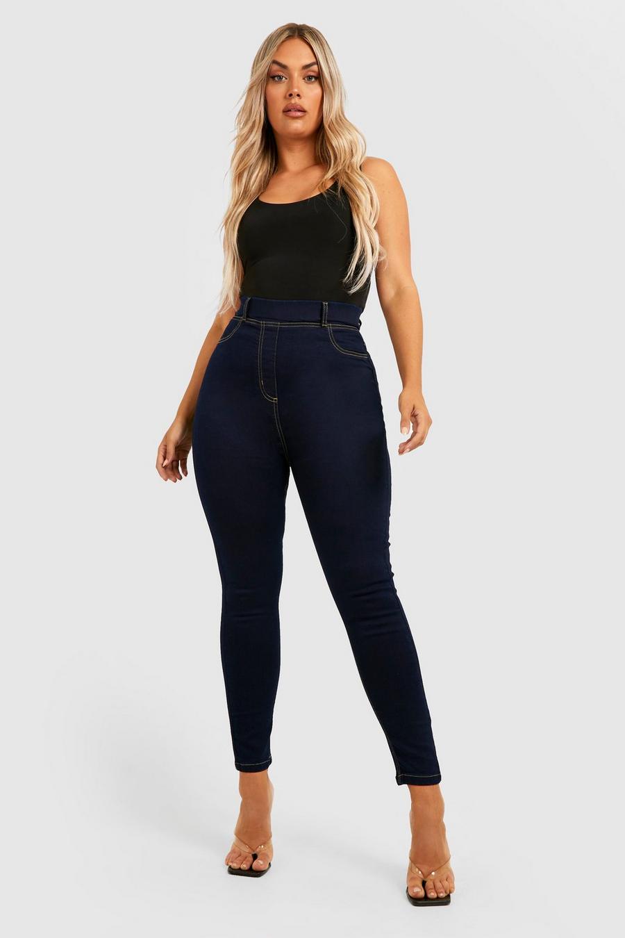 כחול אינדיגו טייץ ג'ינס בייסיק מידות גדולות Rachel image number 1