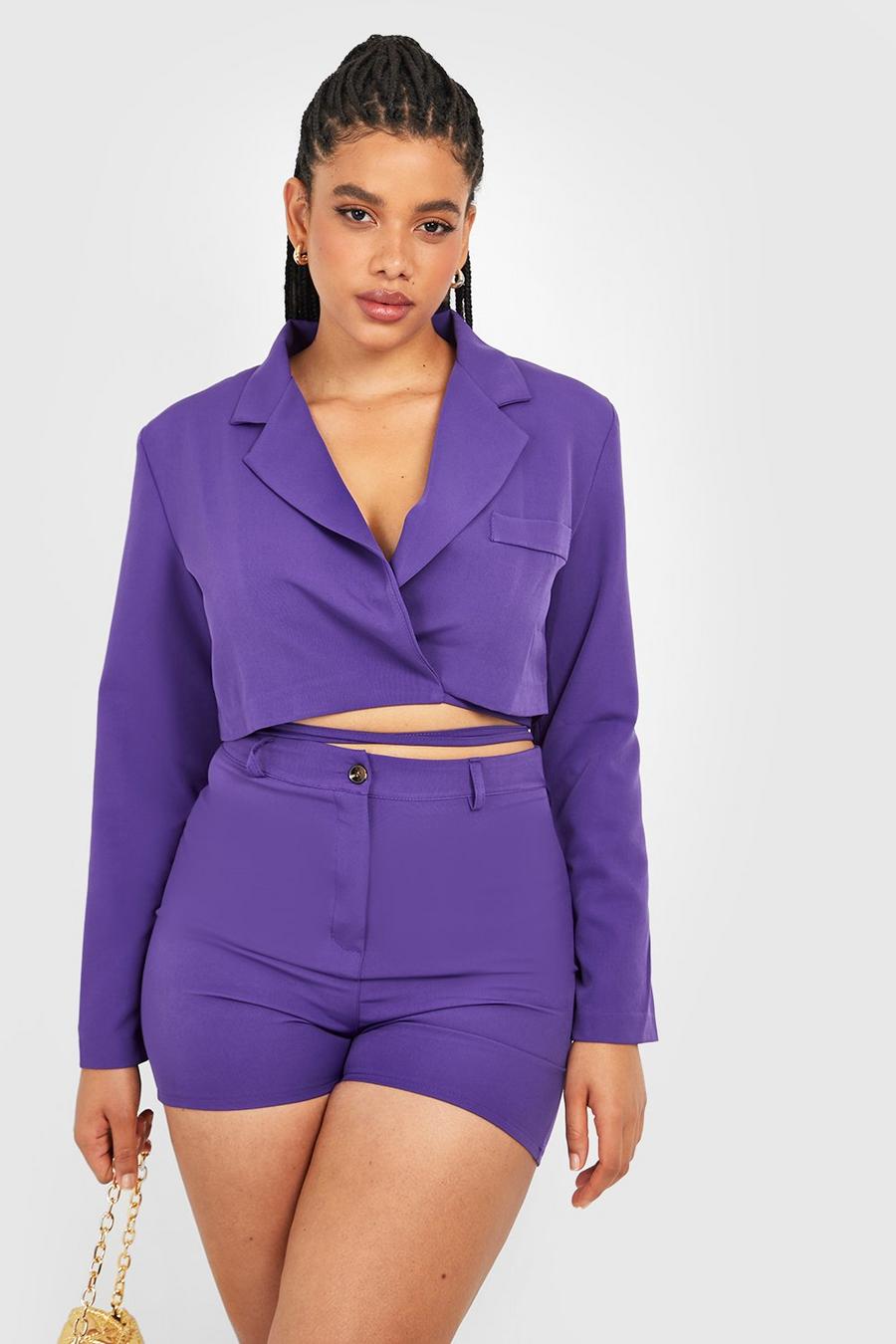 Grande taille - Short habillé tissé, Purple image number 1