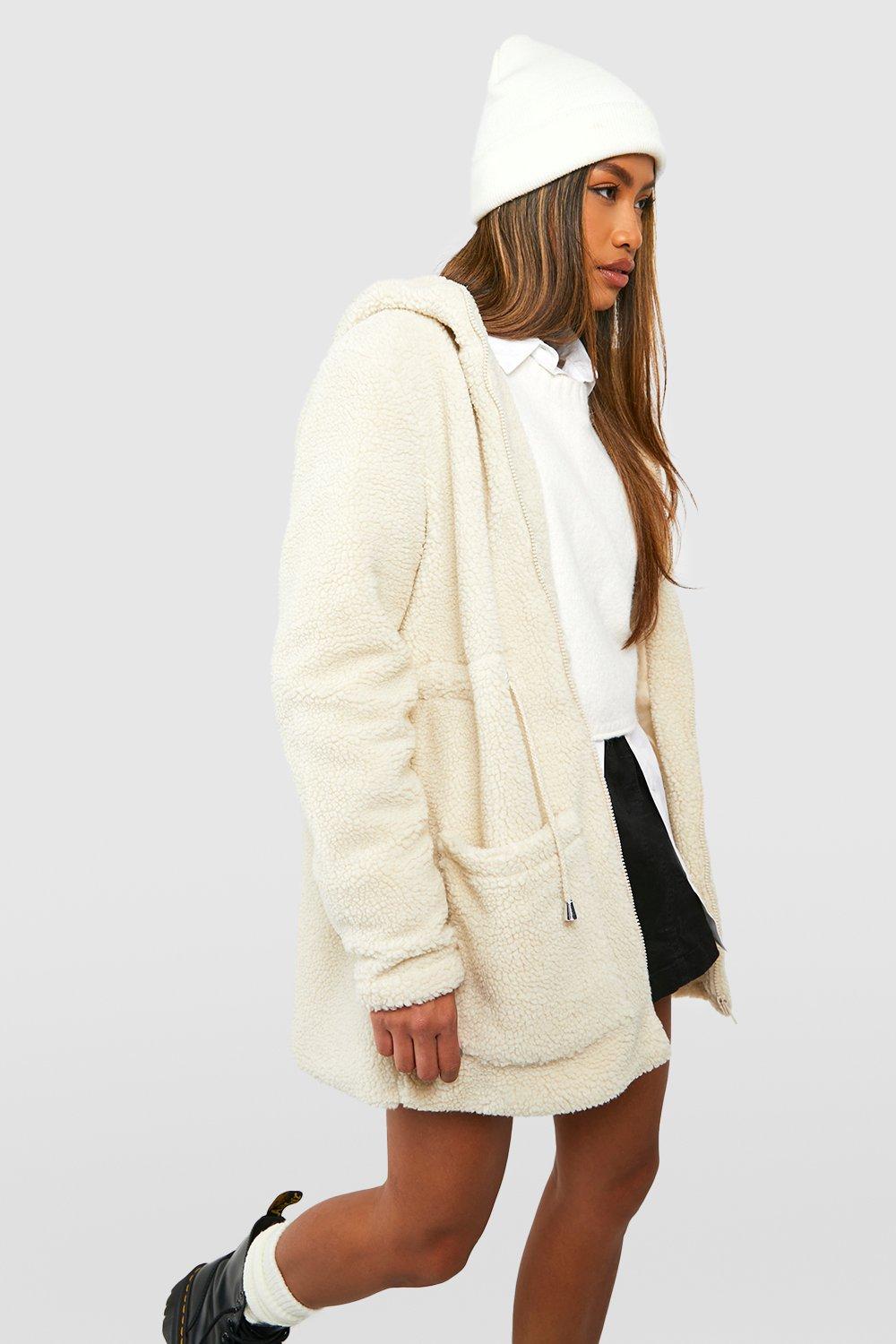 Sherpa cardigan with outlet hood