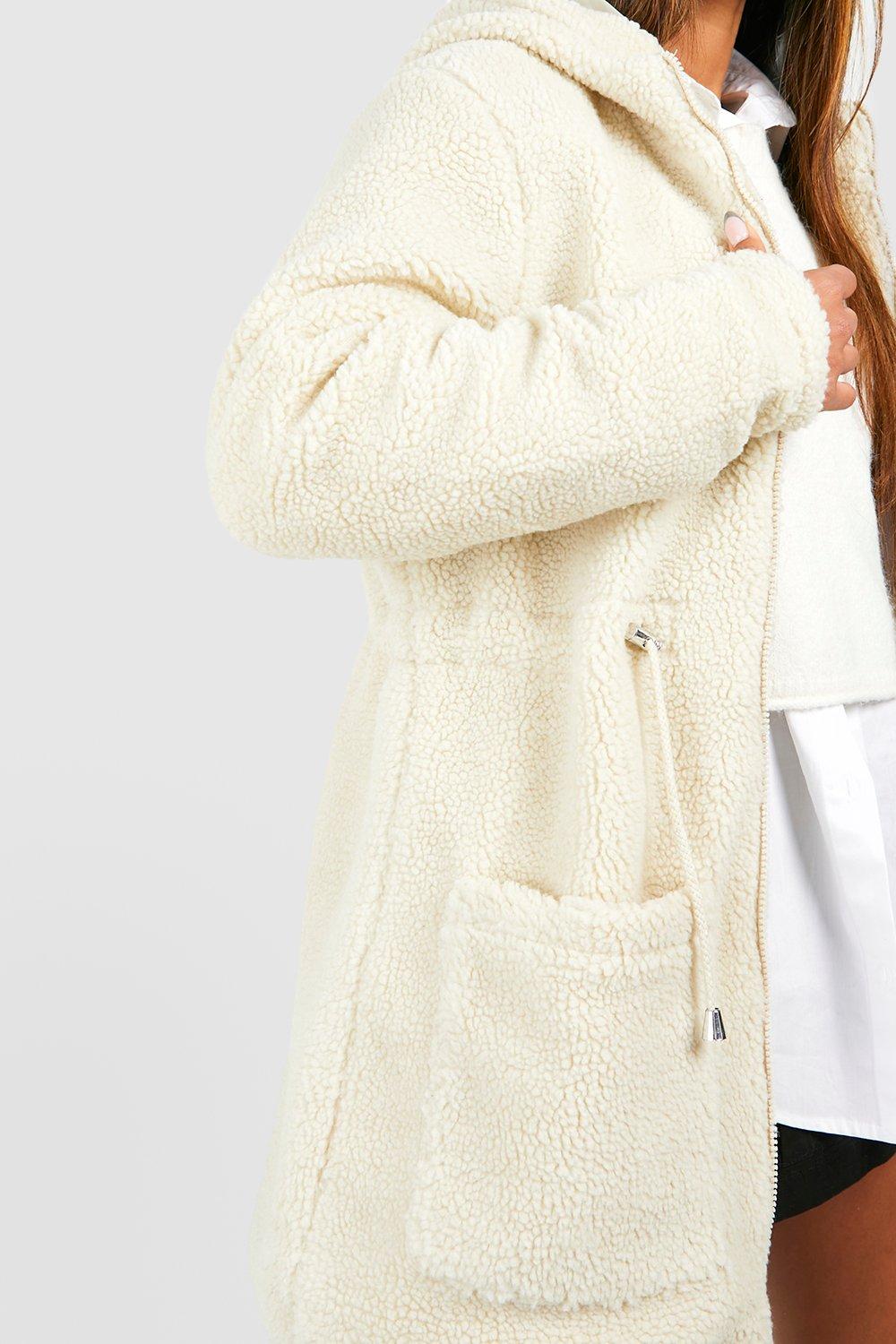 Womens hooded best sale teddy coat