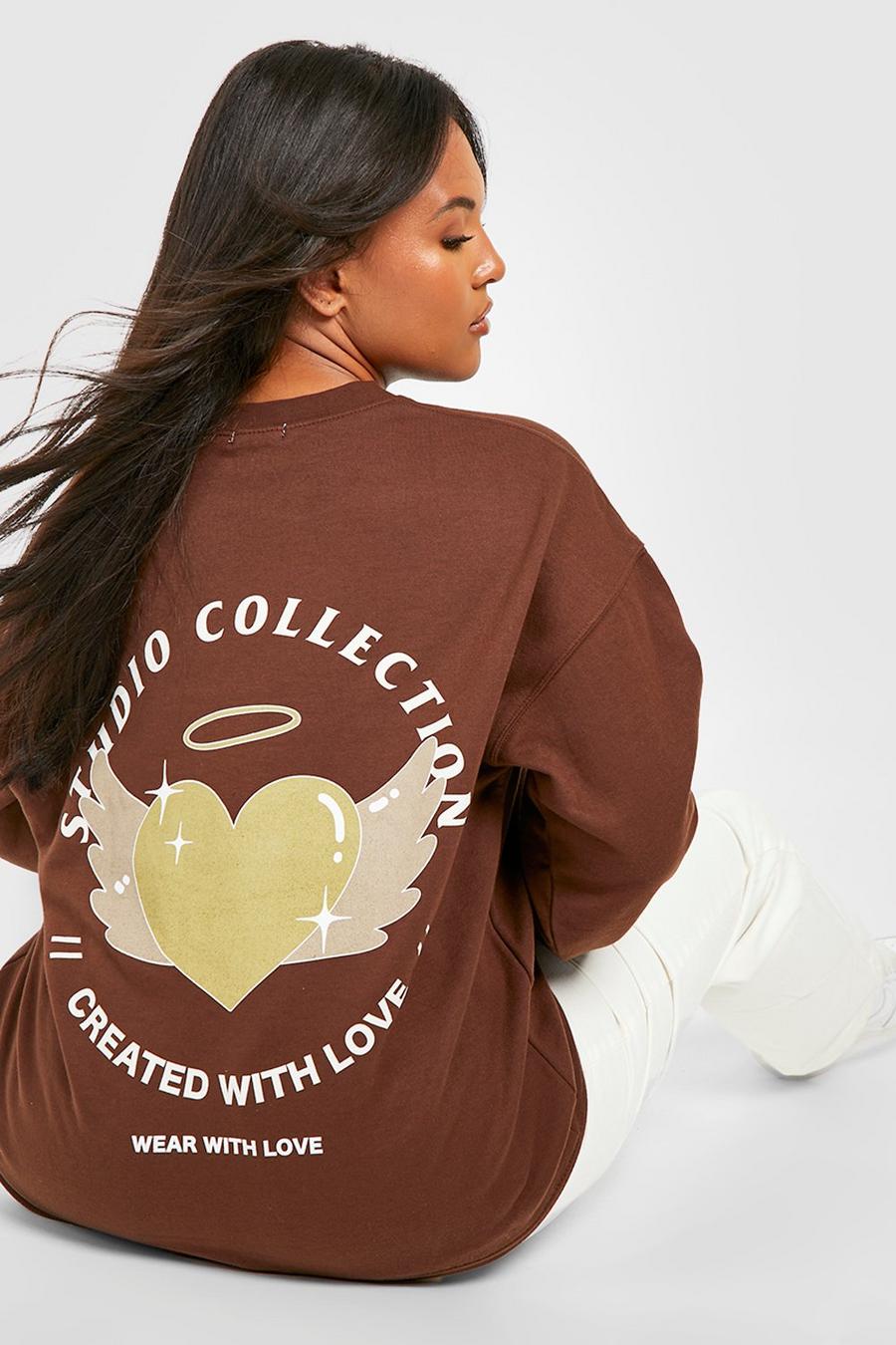 Brown Plus Printed Love Sweatshirt image number 1