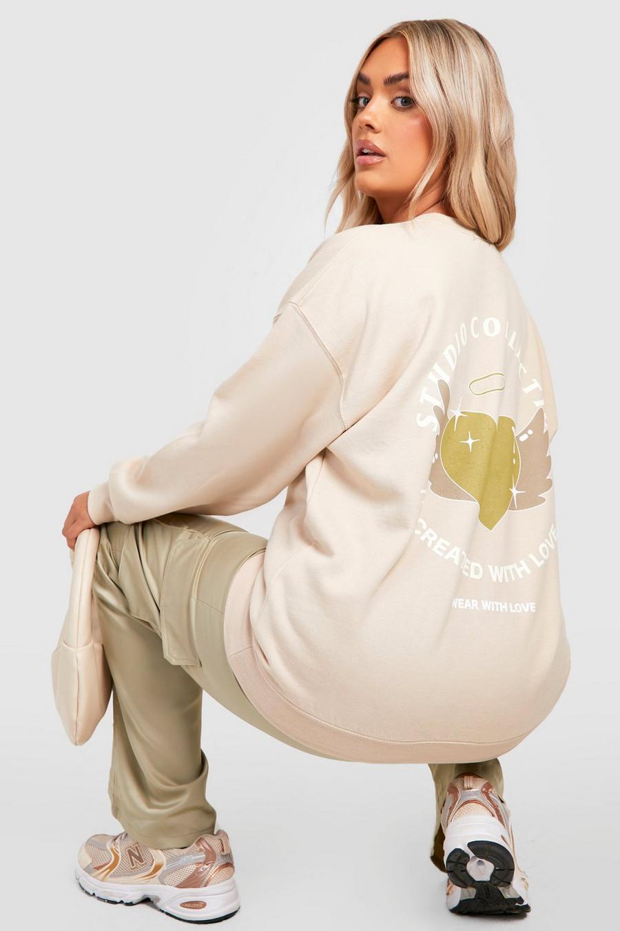 Stone beige Plus Printed Love Sweatshirt image number 1