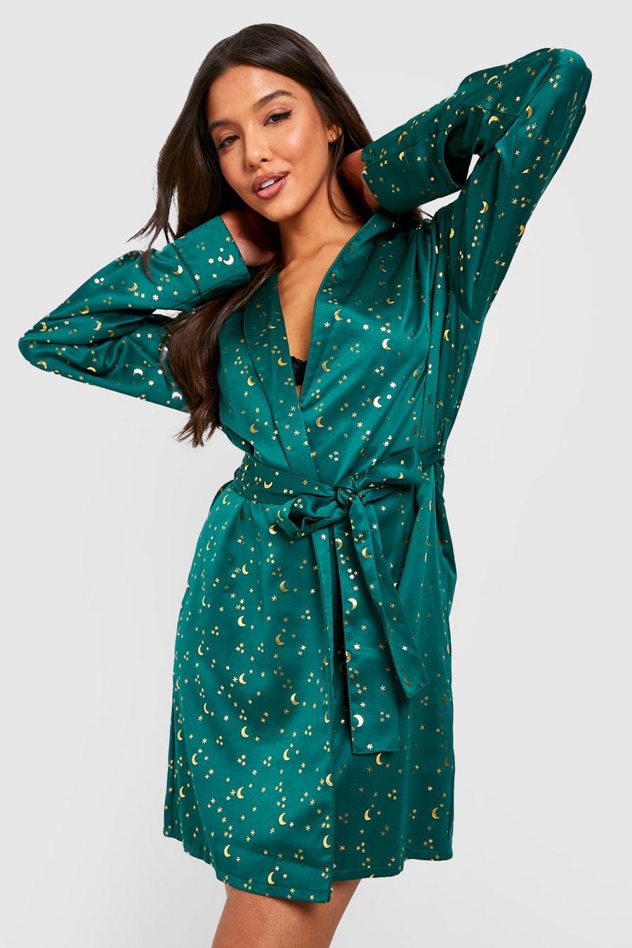 Green Premium Satin Moon & Star Robe  image number 1