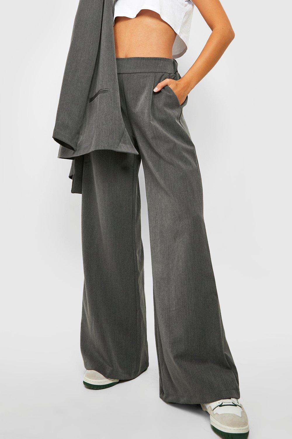 Petite grey shop wide leg trousers