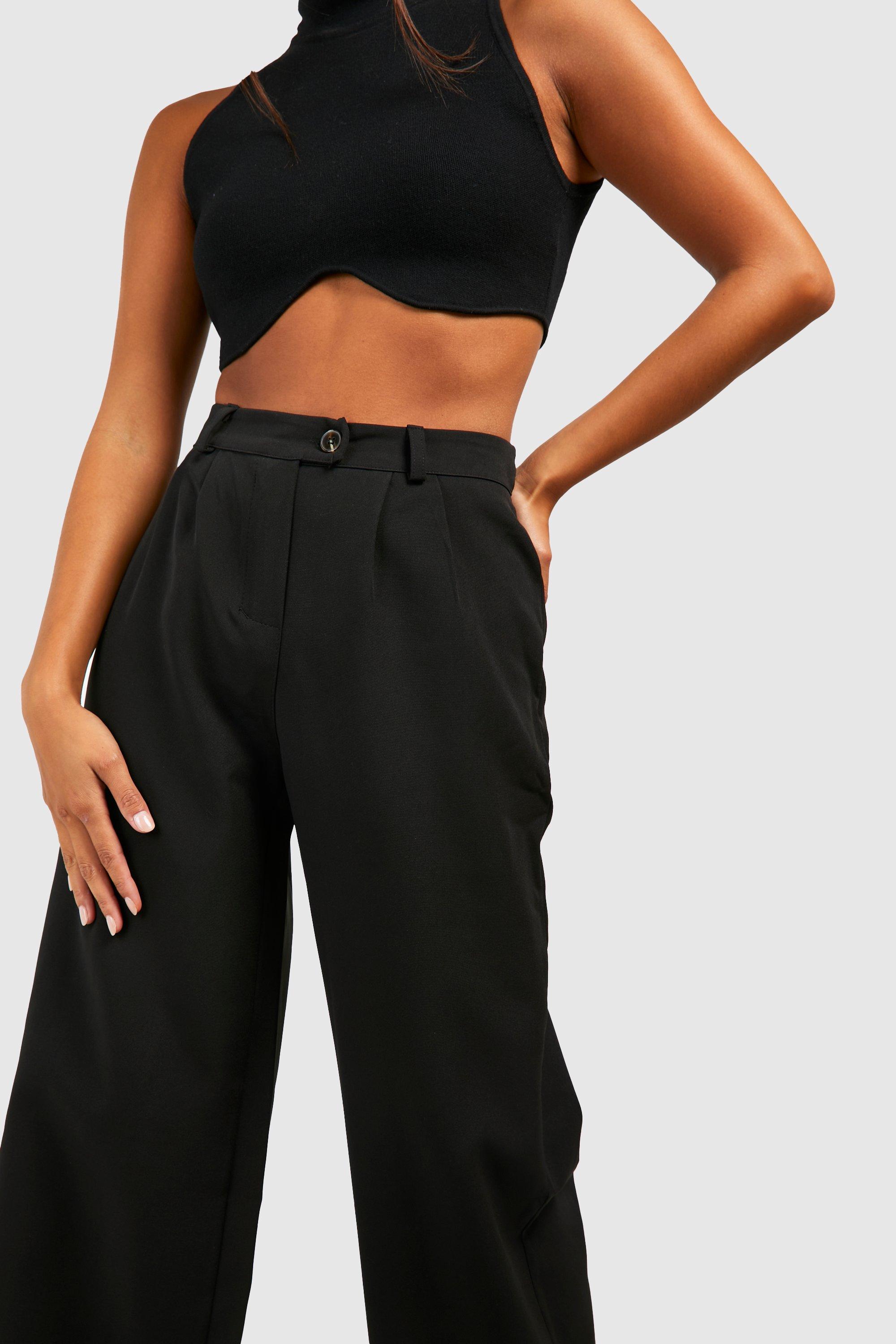 Buy Lipsy Black Petite Wide Leg Woven Smart Trousers from Next Luxembourg
