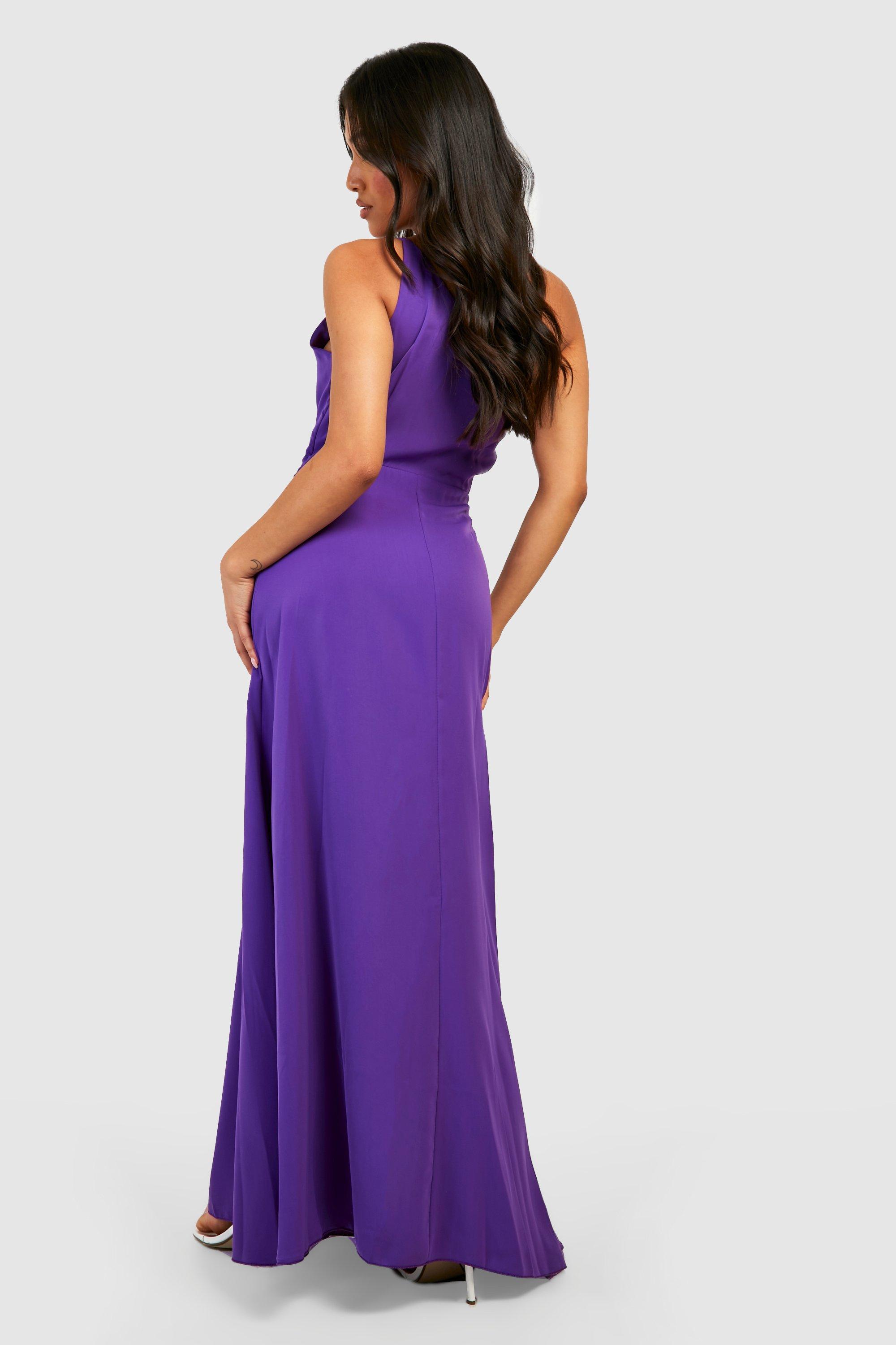 Petite Satin Asymmetric Maxi Dress boohoo