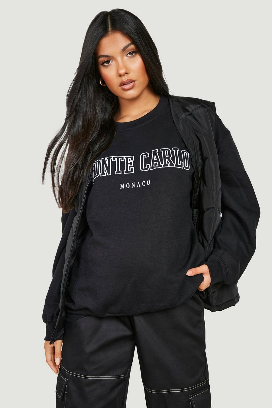 Black Maternity Monte Carlo Print Sweatshirt image number 1