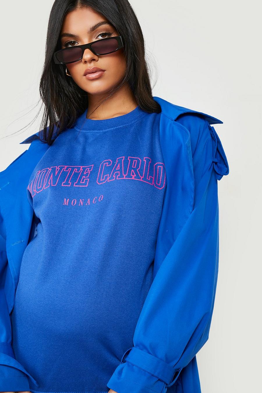 Blue Maternity Monte Carlo Print Sweatshirt image number 1