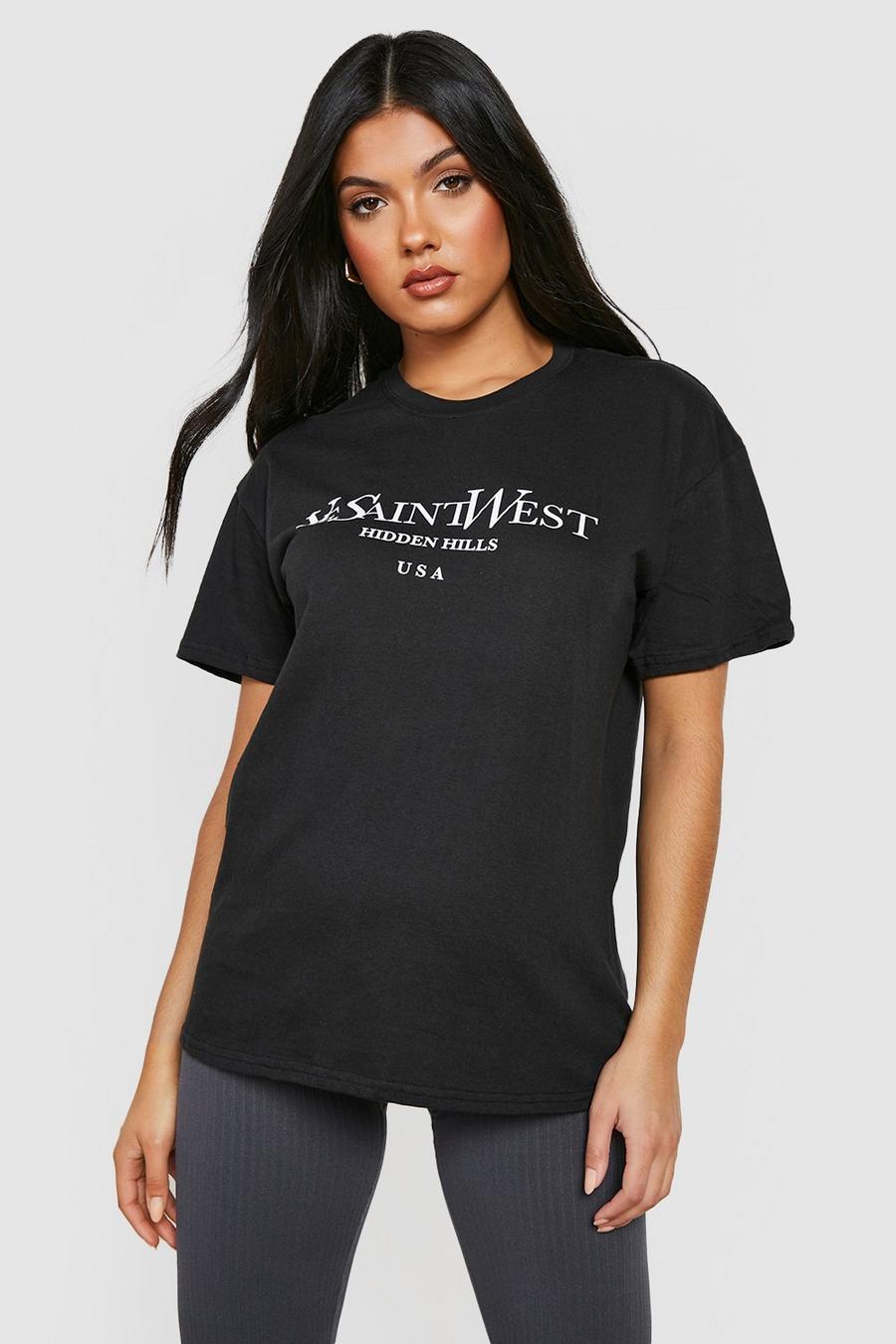 Maternité - T-shirt de grossesse à imprimé Ye Saint West, Black