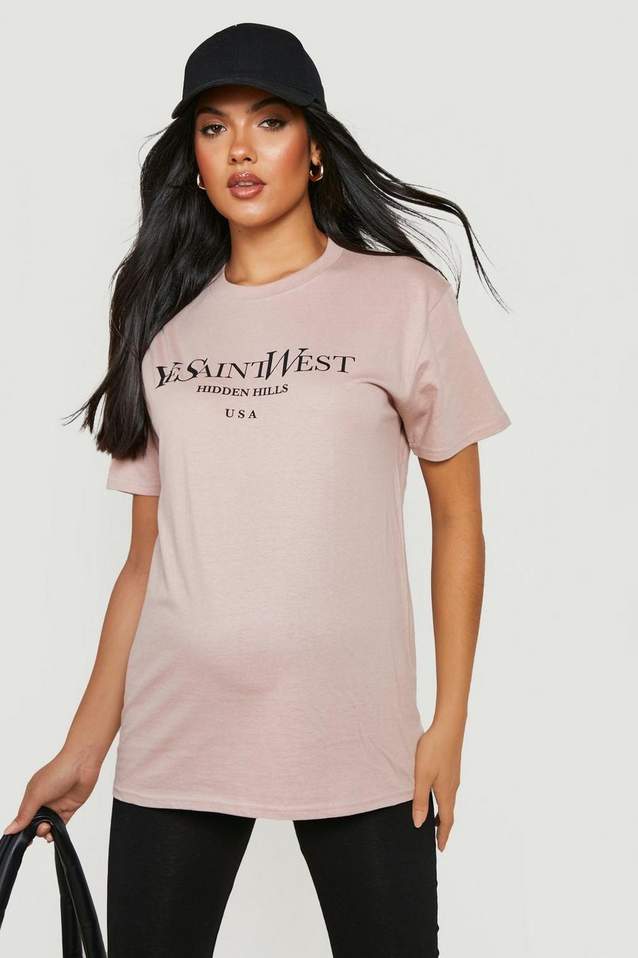Umstandsmode T-Shirt mit Ye Saint West Print, Mink image number 1