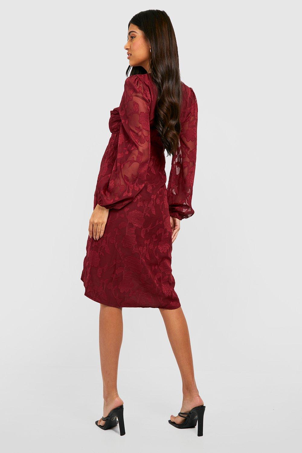 Boohoo red shop maternity dress