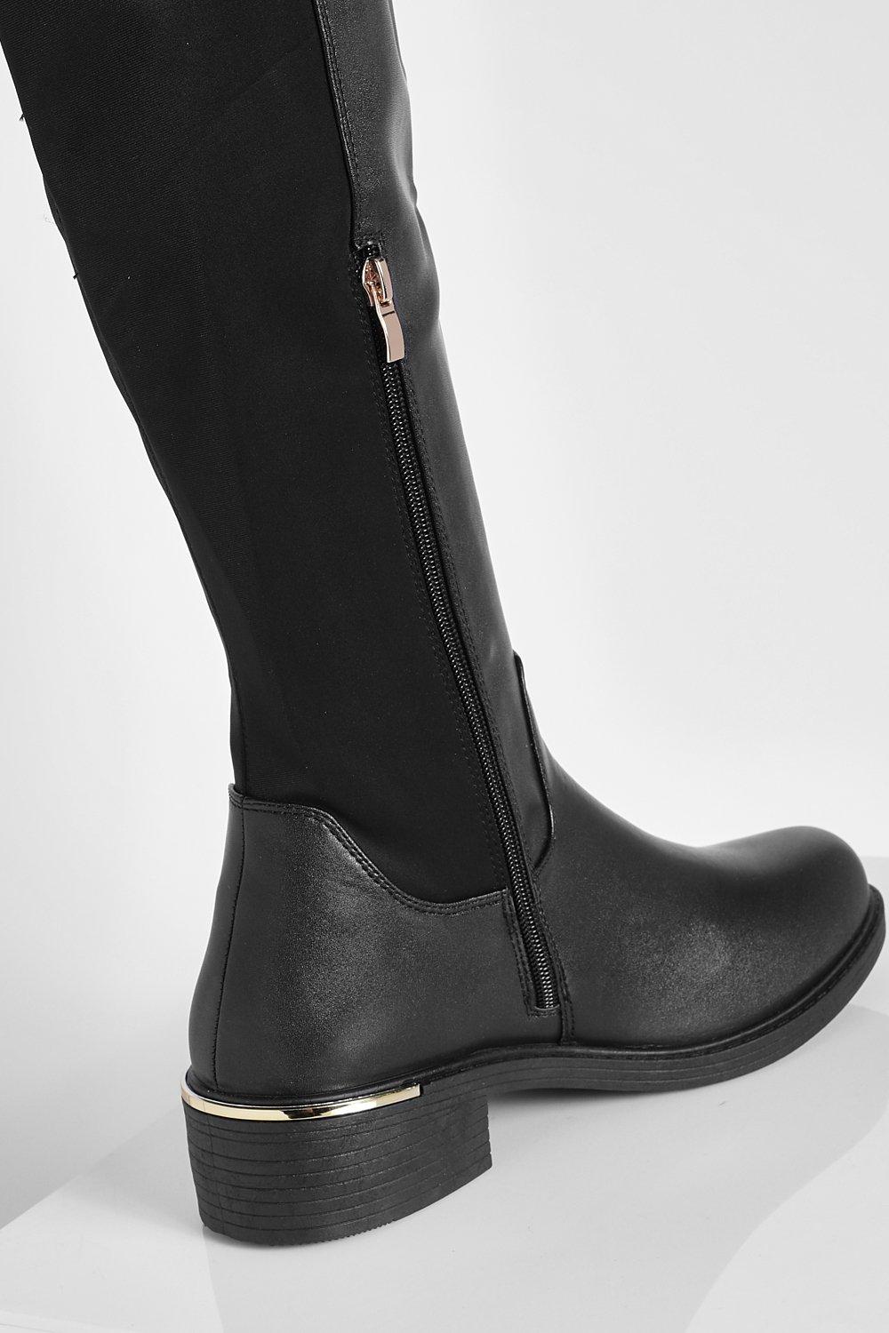 Wide fit leather knee high best sale boots uk