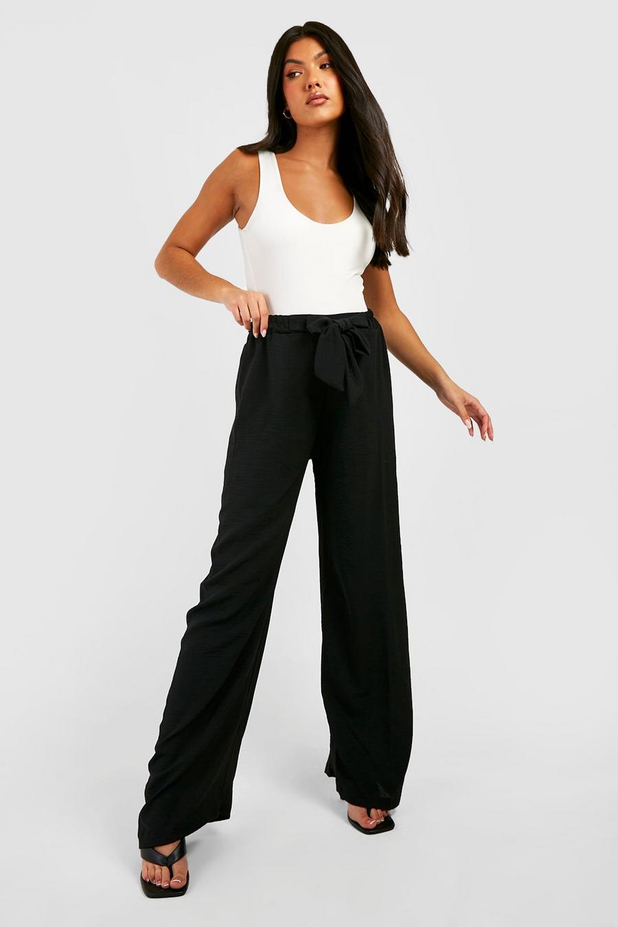 Black Maternity Crinkle Belted Wide Leg Trousers image number 1