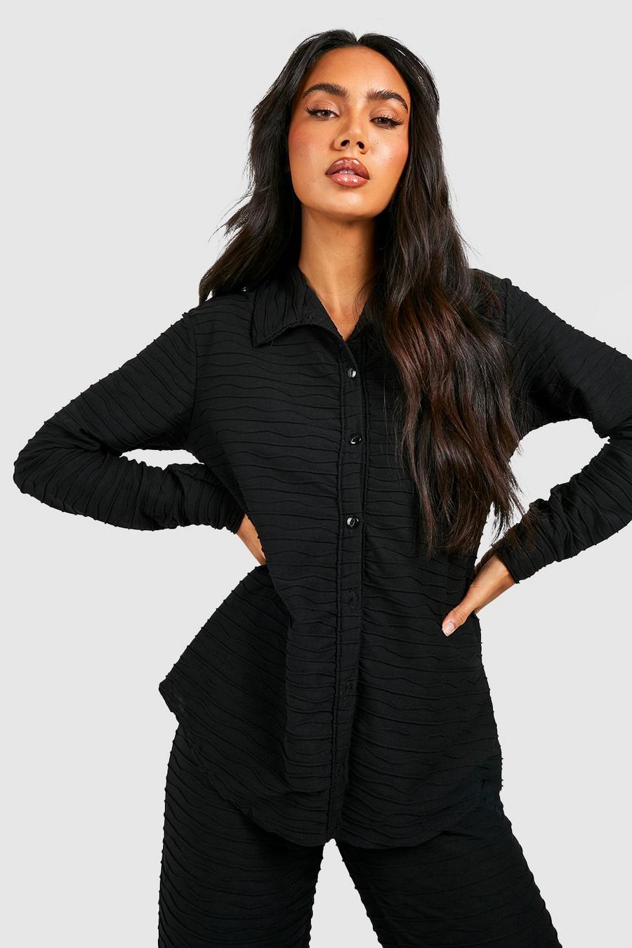 Black Ripple Relaxed Fit Shirt image number 1