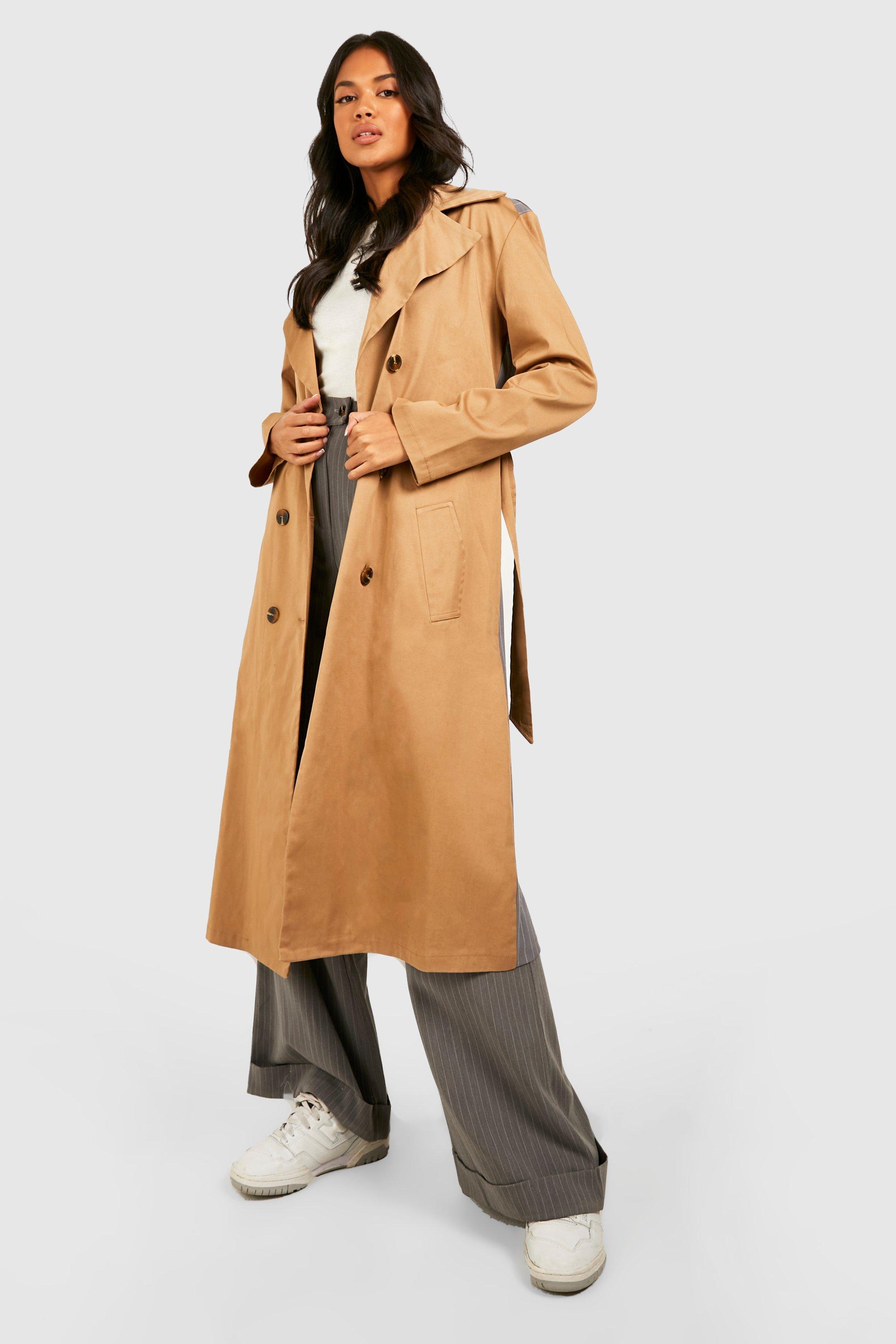 Stripe Back Belted Trench Coat