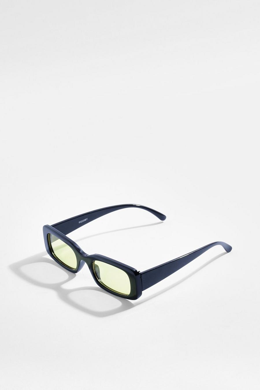 Black Retro Square Yellow Tinted Sunglasses image number 1