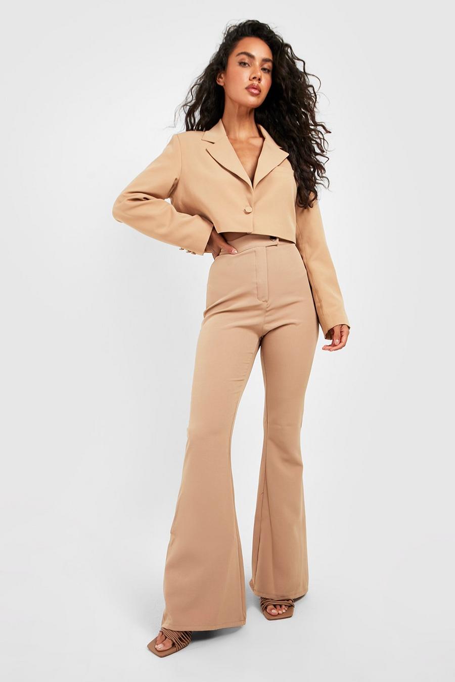 Camel High Waisted Fit & Flare Trousers image number 1