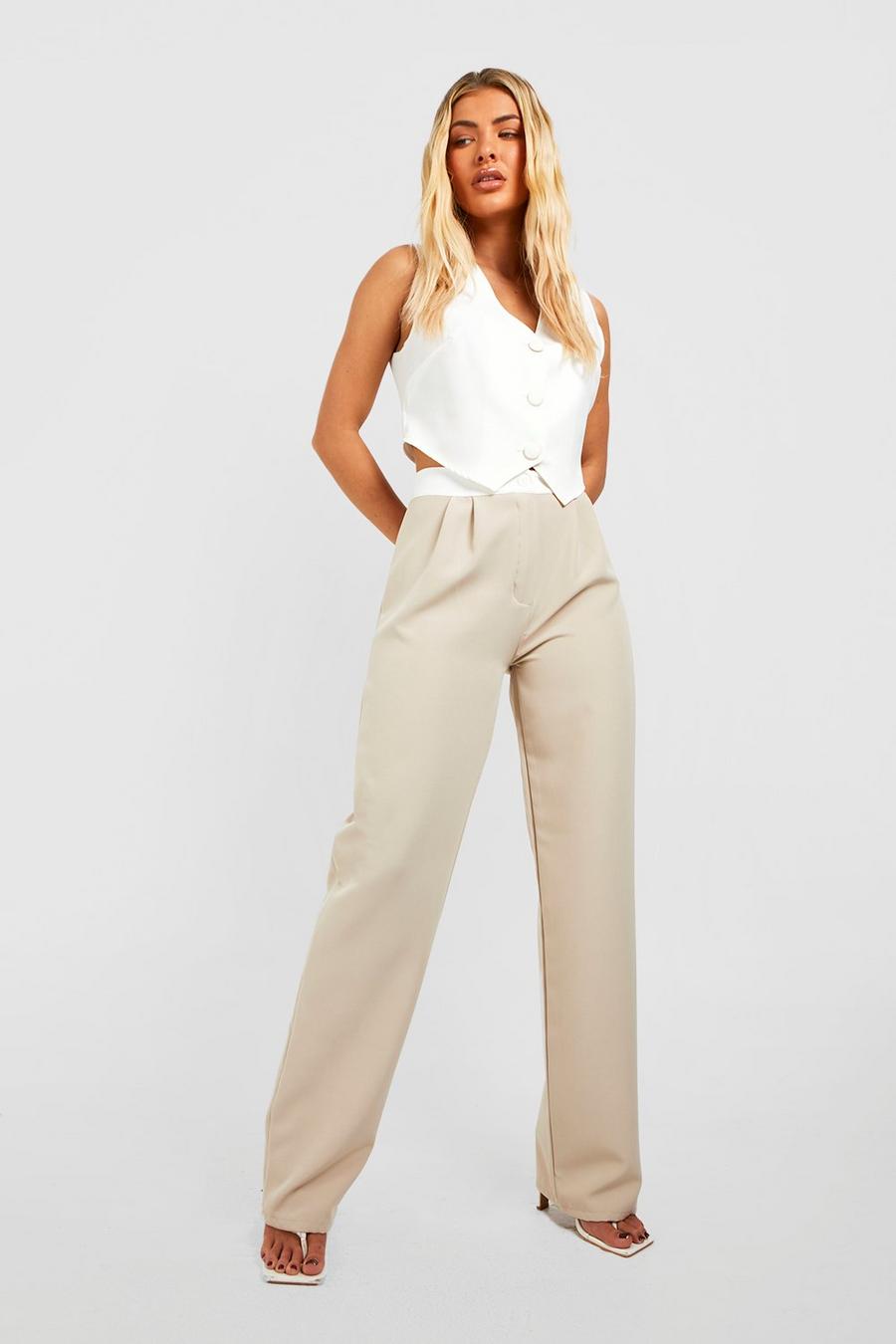 Light stone Contrast Waist Relax Fit Pants image number 1