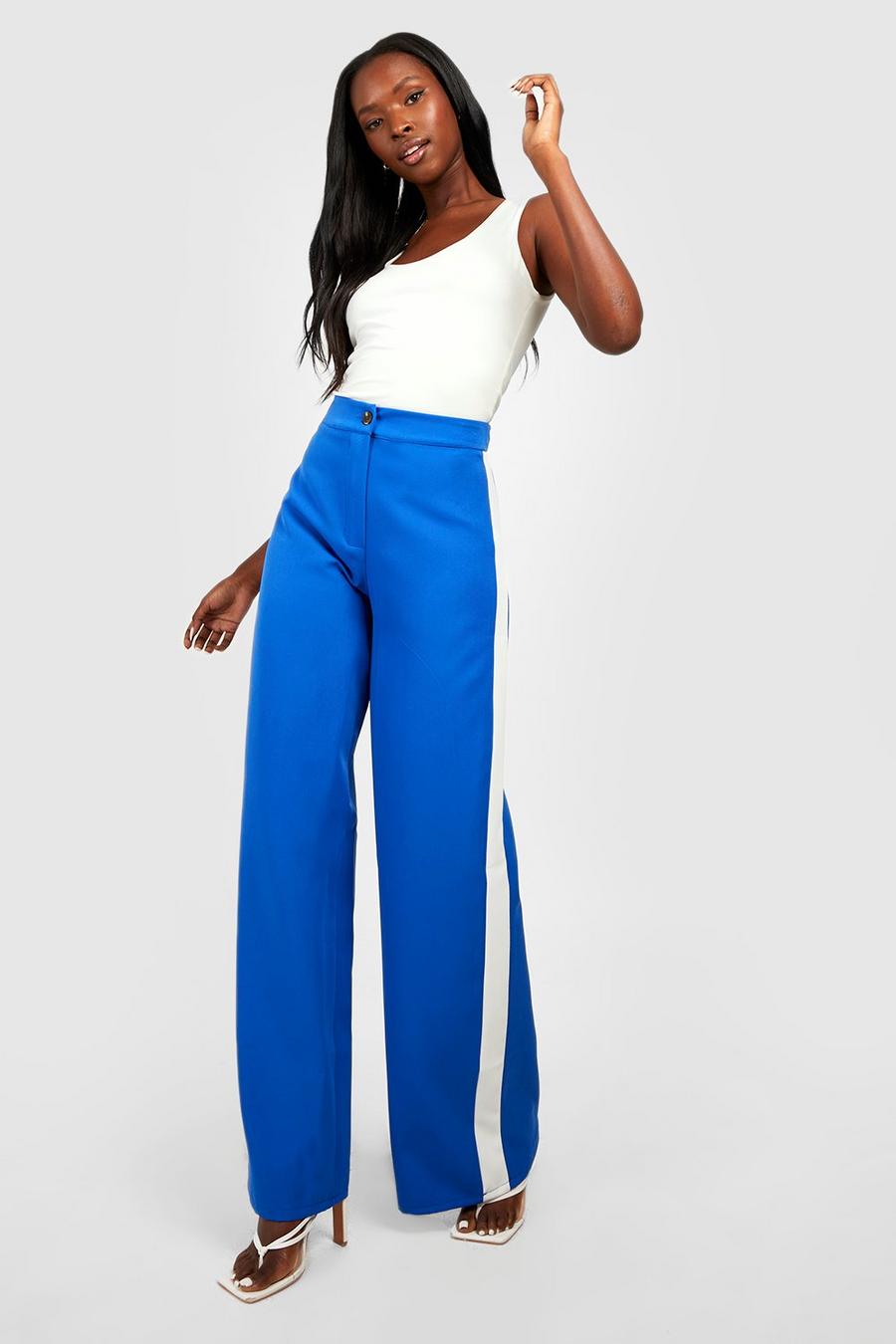 Cobalt blue Woven Sports Stripe Relax Fit Trousers