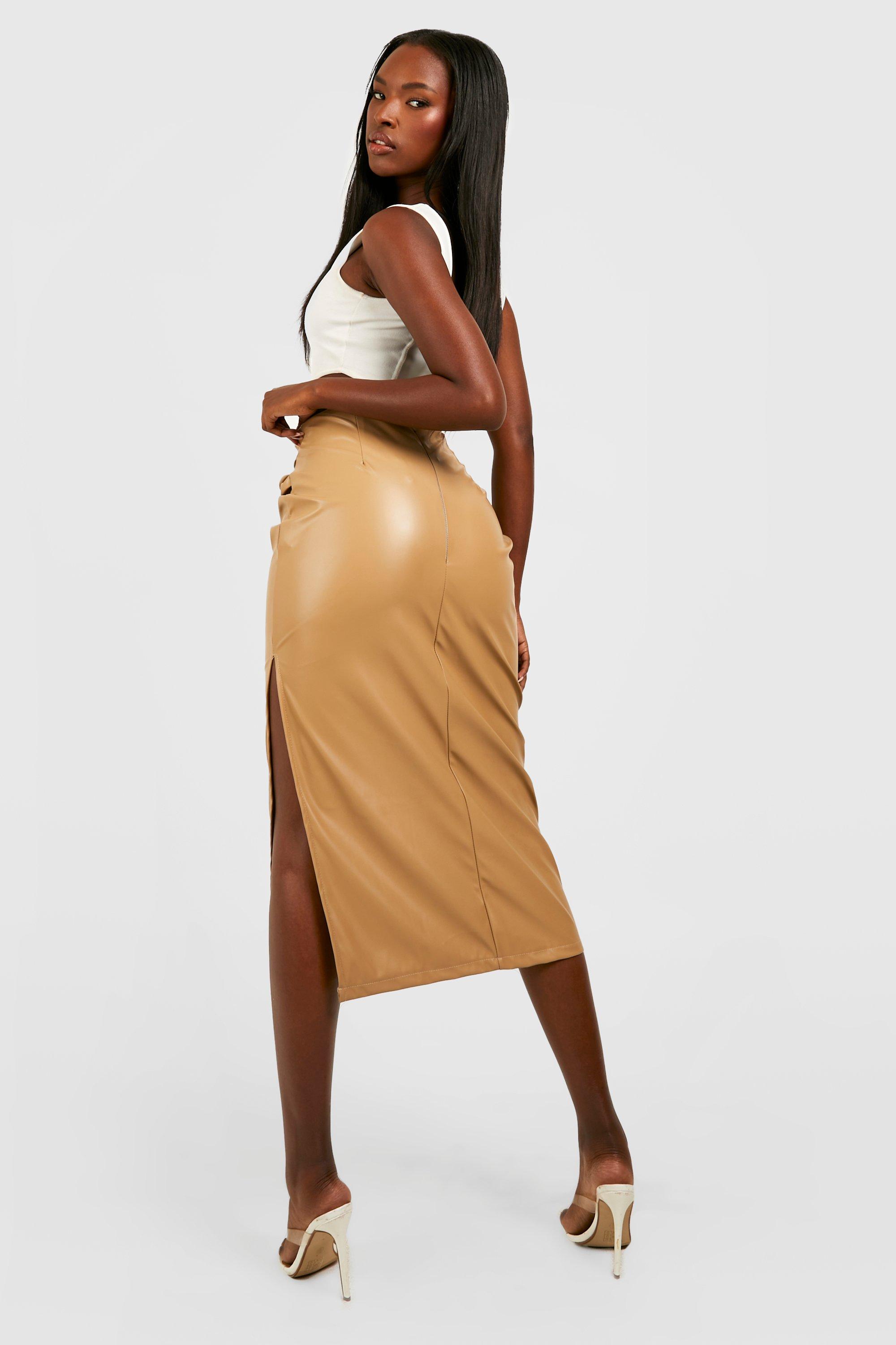 Leather Look Midaxi Pencil Skirt