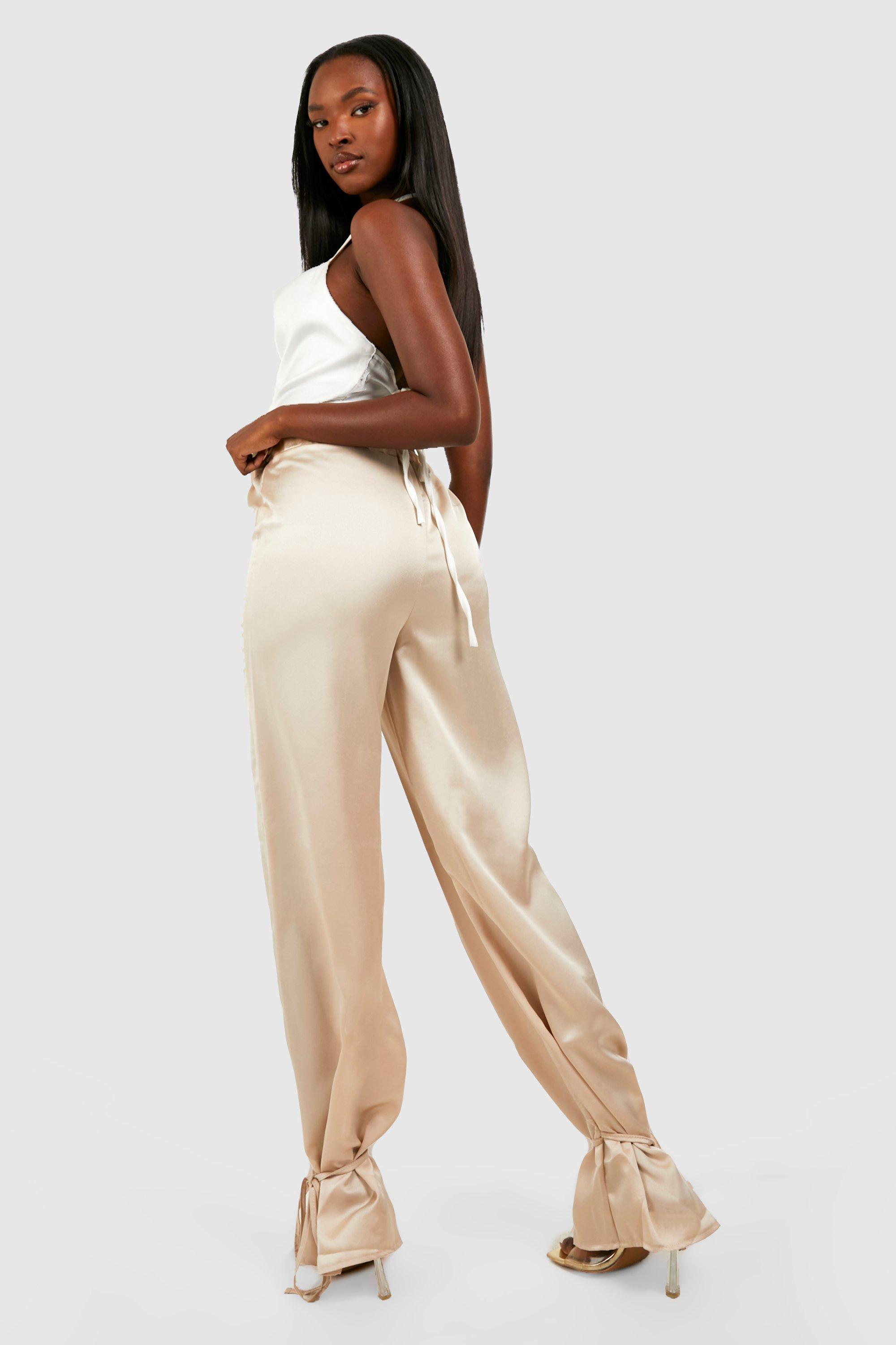 Satin Tie Ankle Relax Fit Pants