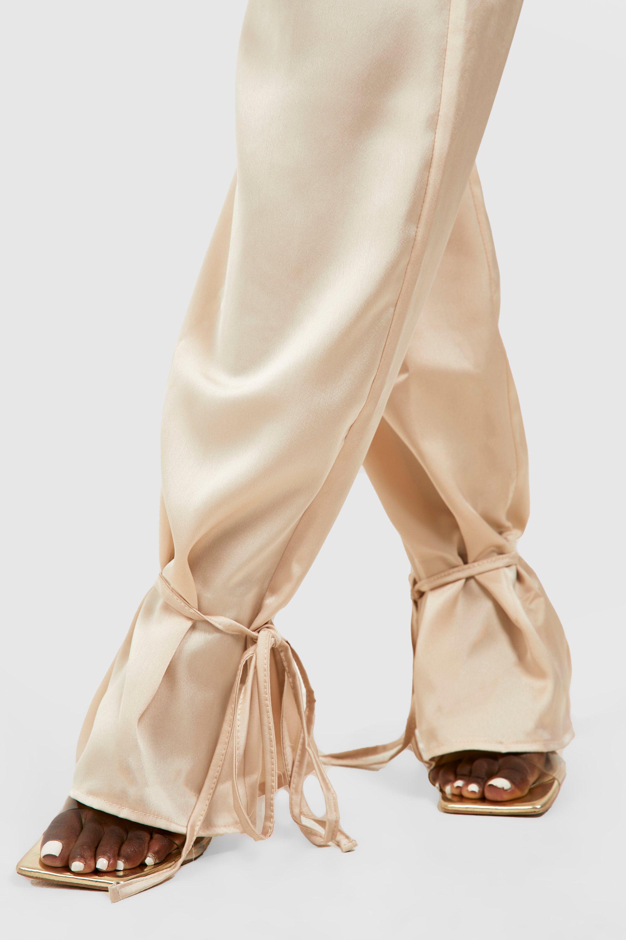 Satin Tie Ankle Relax Fit Trousers