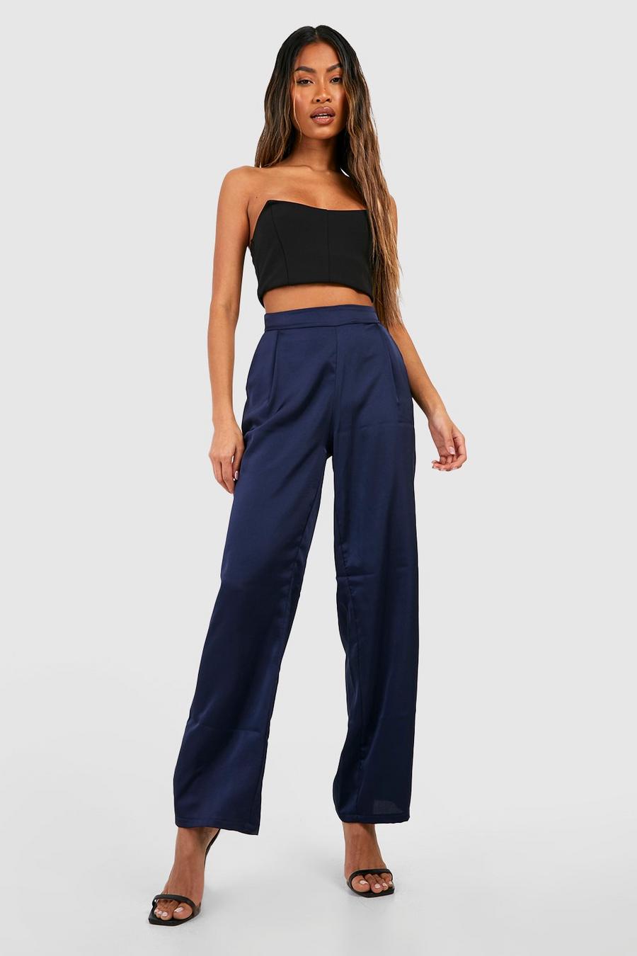 Navy Relaxed Fit Straight Leg Trousers image number 1
